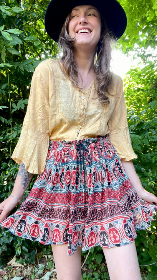 India Cotton Mini Skirt/ Top