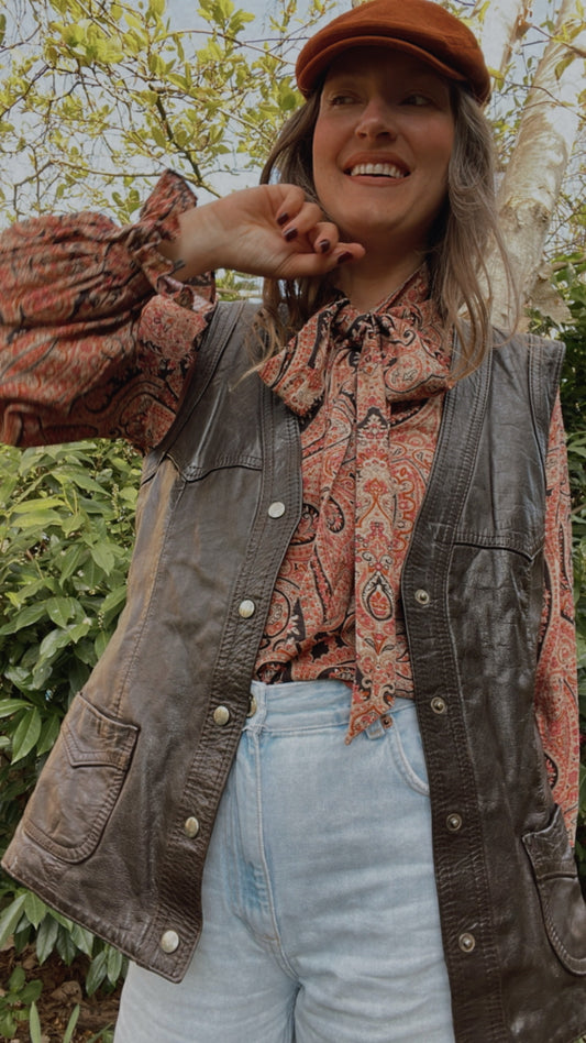 70s Leather Waistcoat