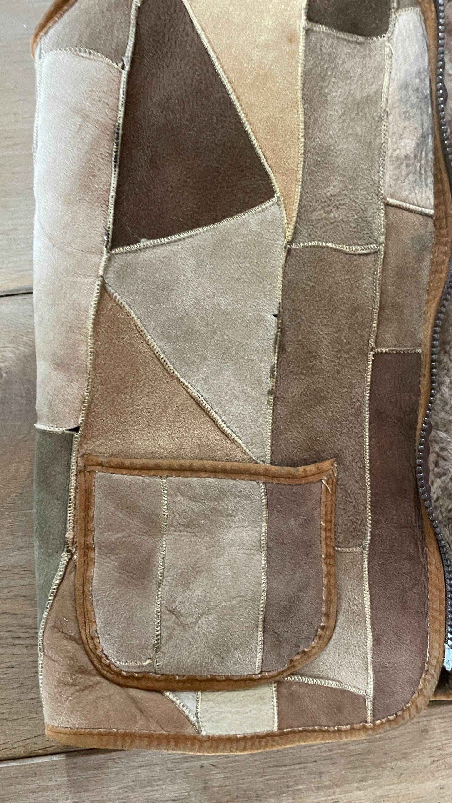 Patchwork Shearling Waistcoat