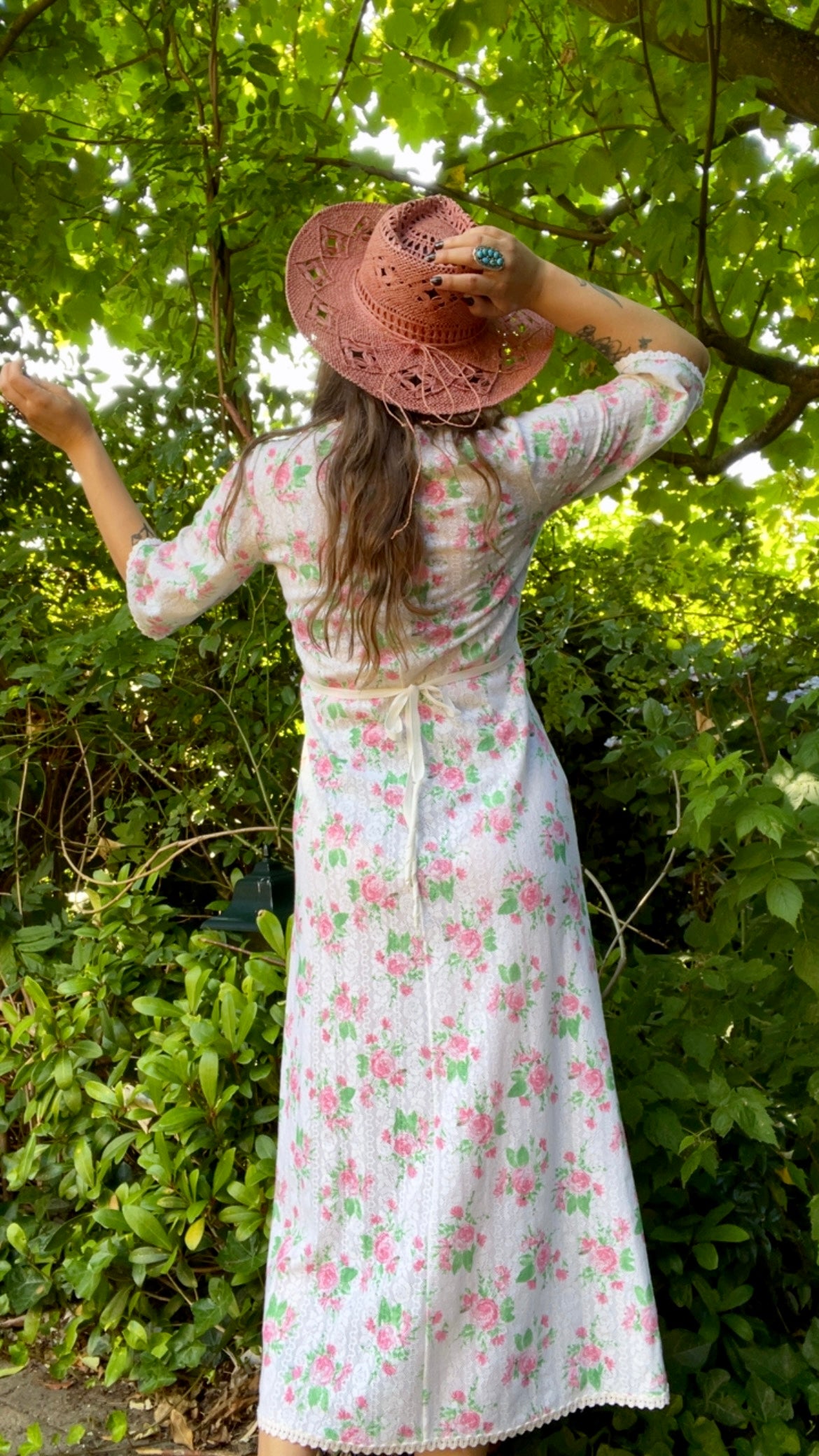 60s Floral Lace Gown