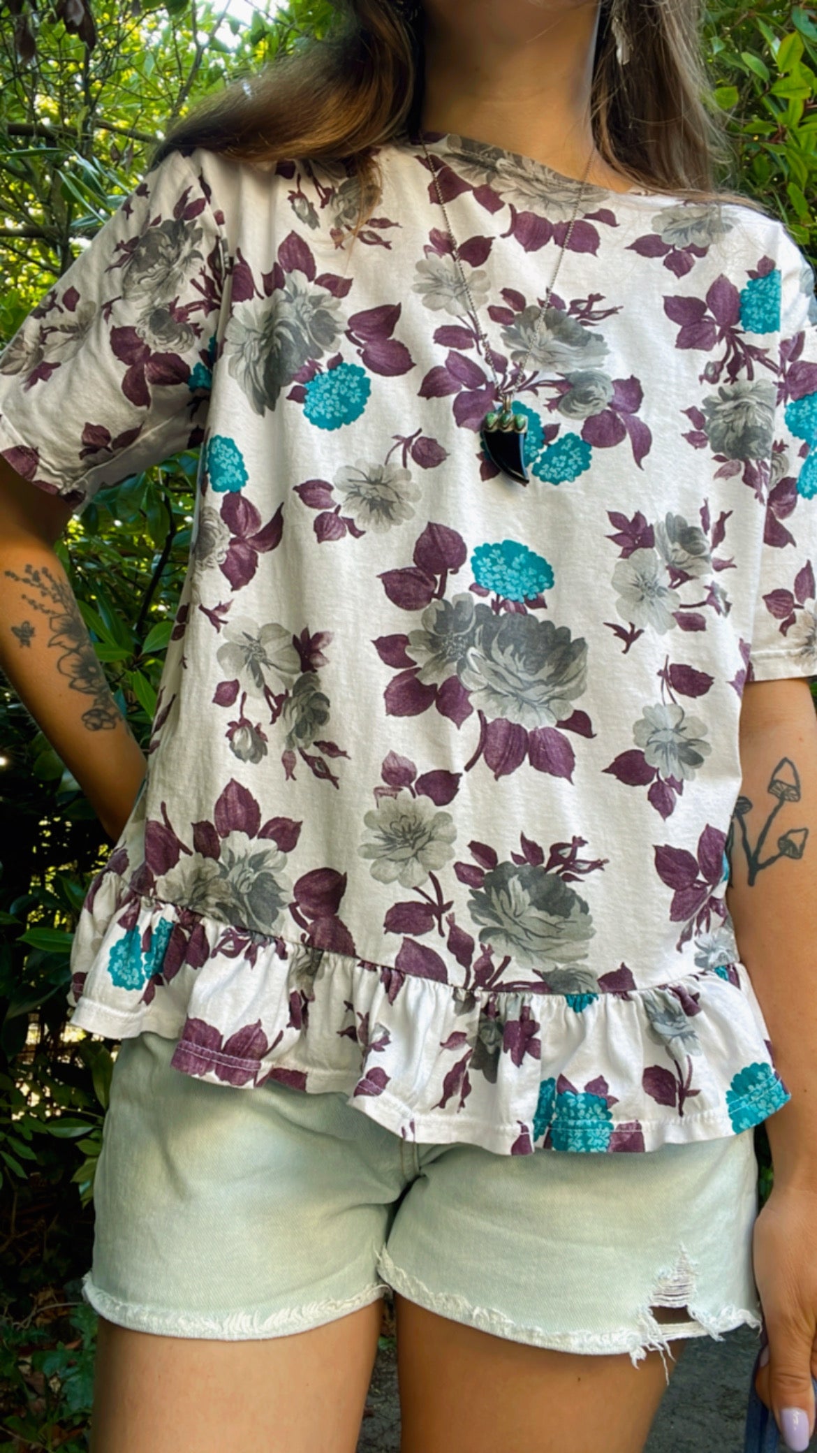 Flower Ruffle T-Shirt