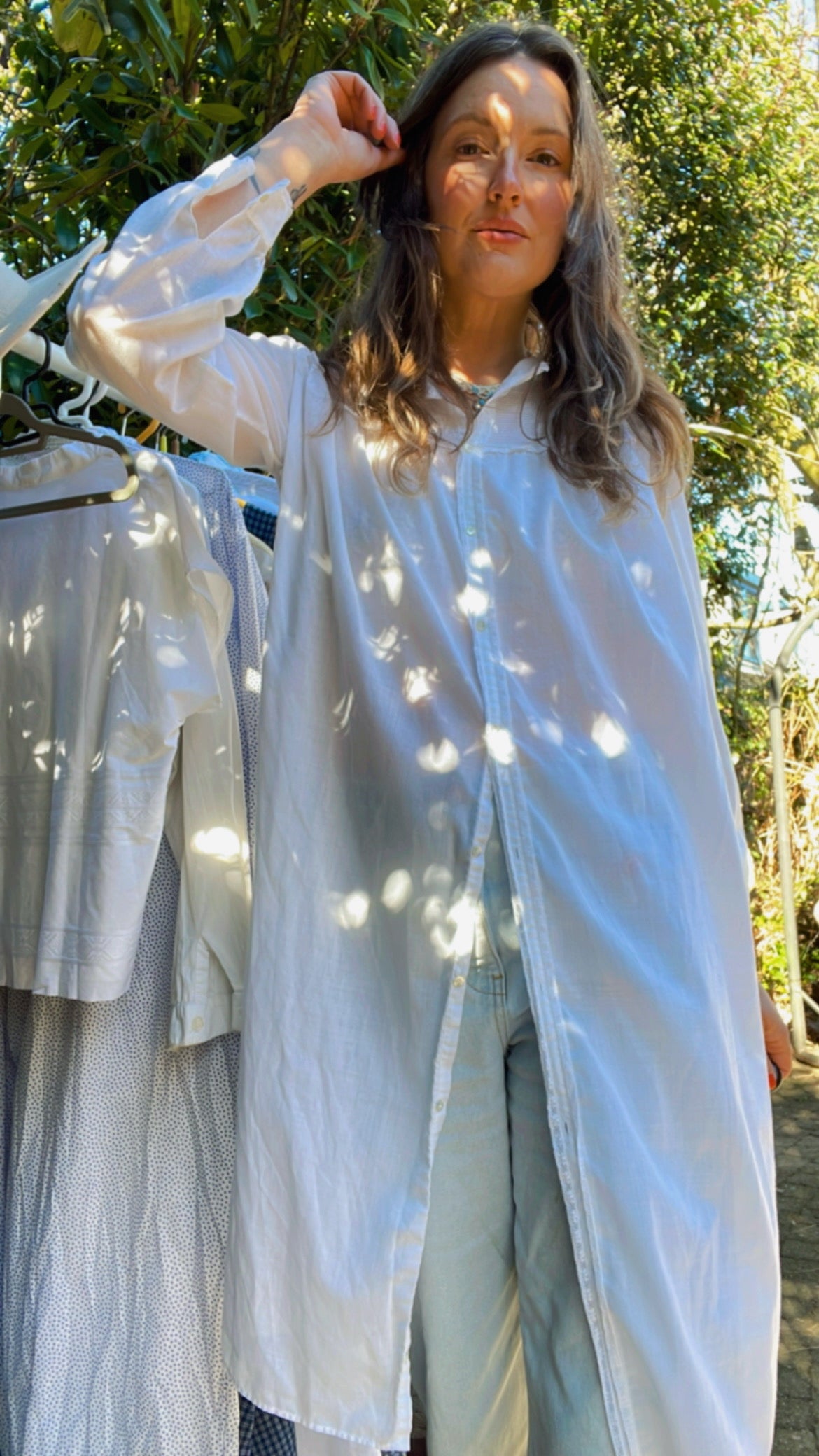 Lace Trim Shirt-Dress