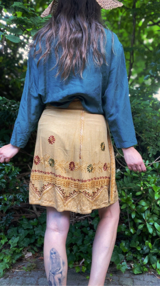 Embroidered Wrap Skirt