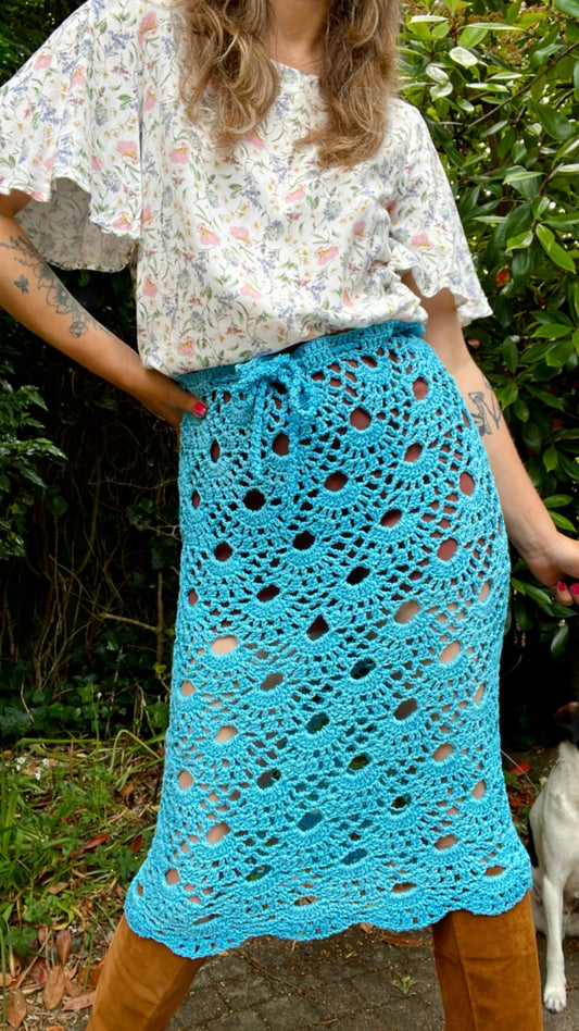 Turquoise Crochet Skirt