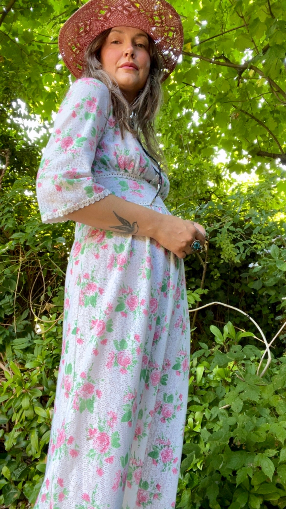 60s Floral Lace Gown