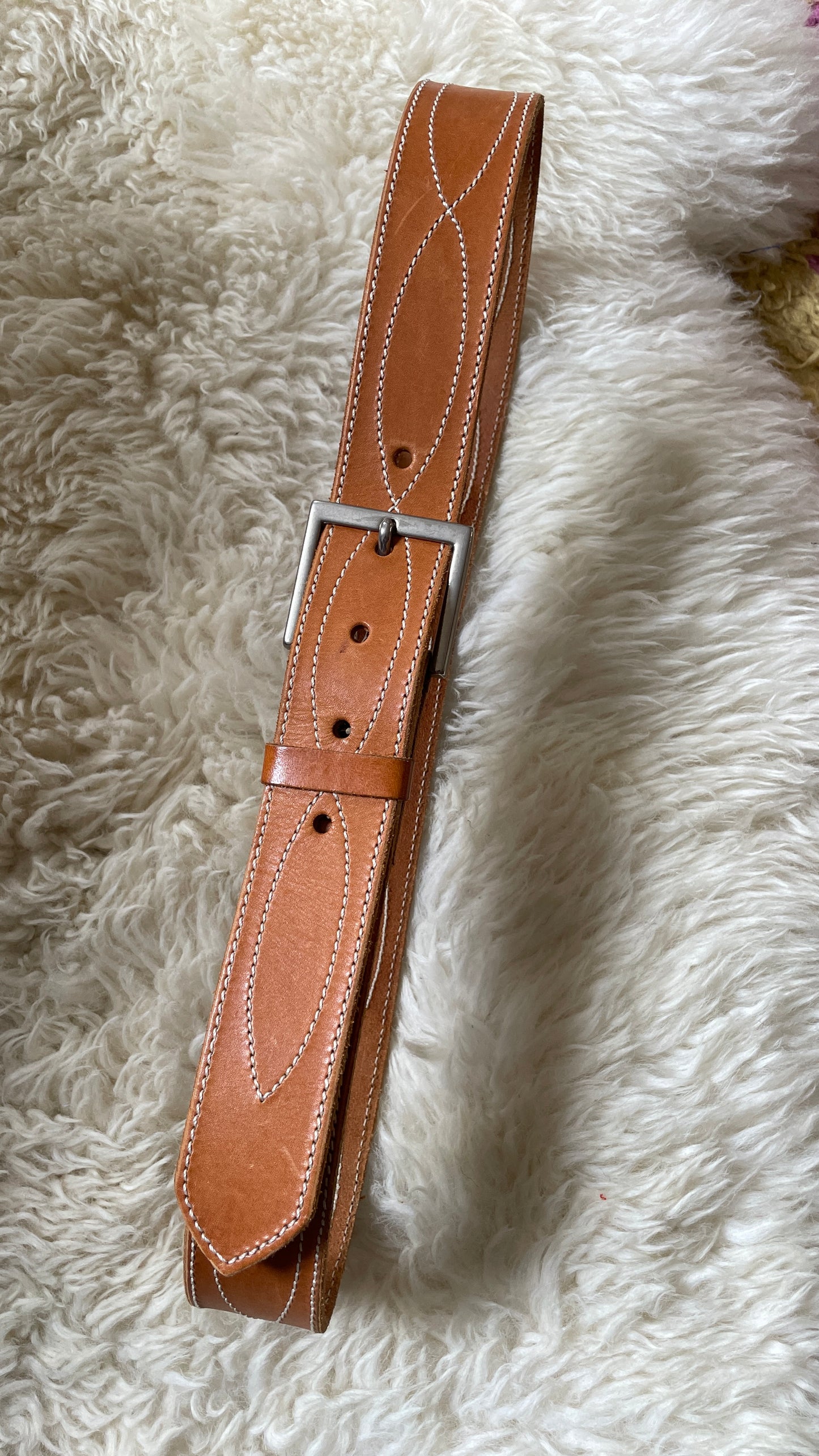 Leather stitched belt