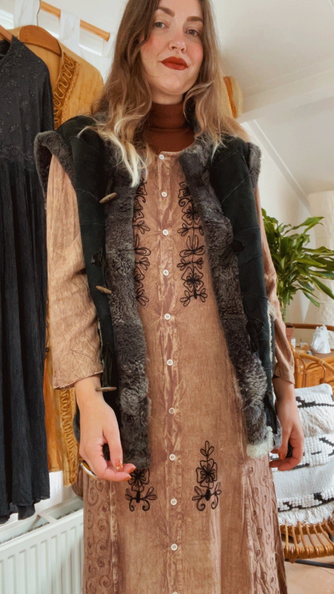 Patchwork Shearling Waistcoat