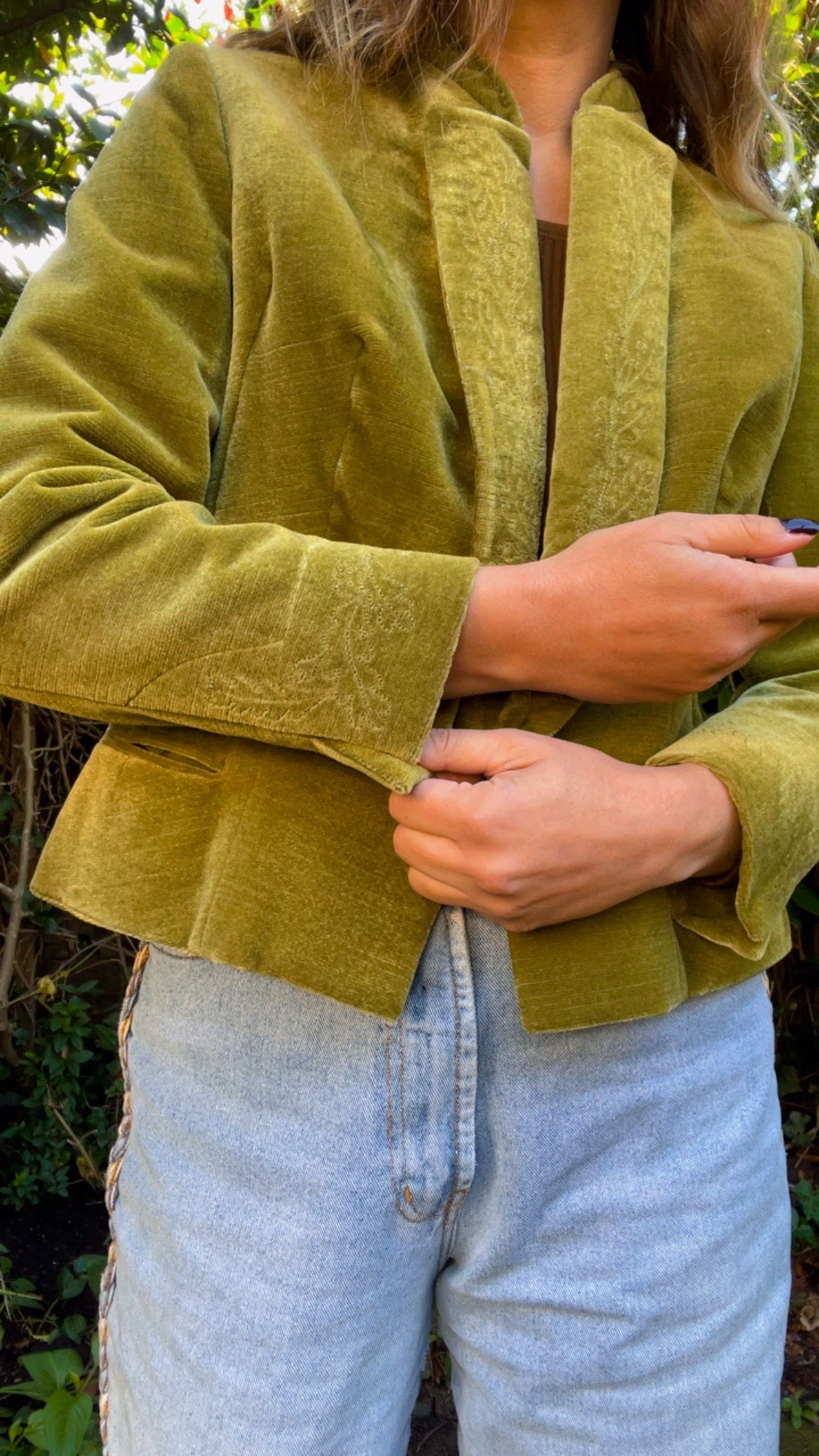 Olive Velvet Blazer