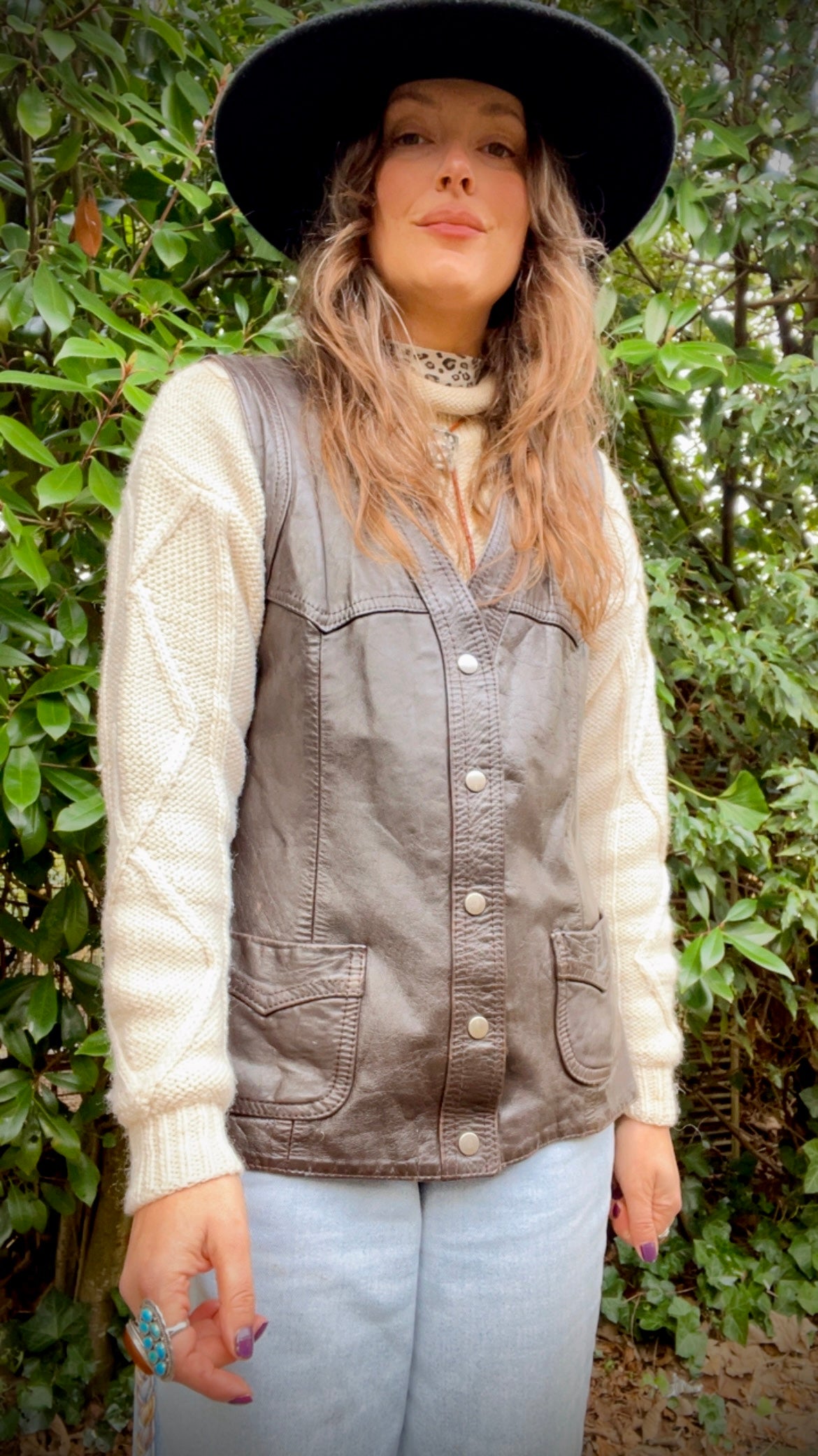 70s Leather Waistcoat