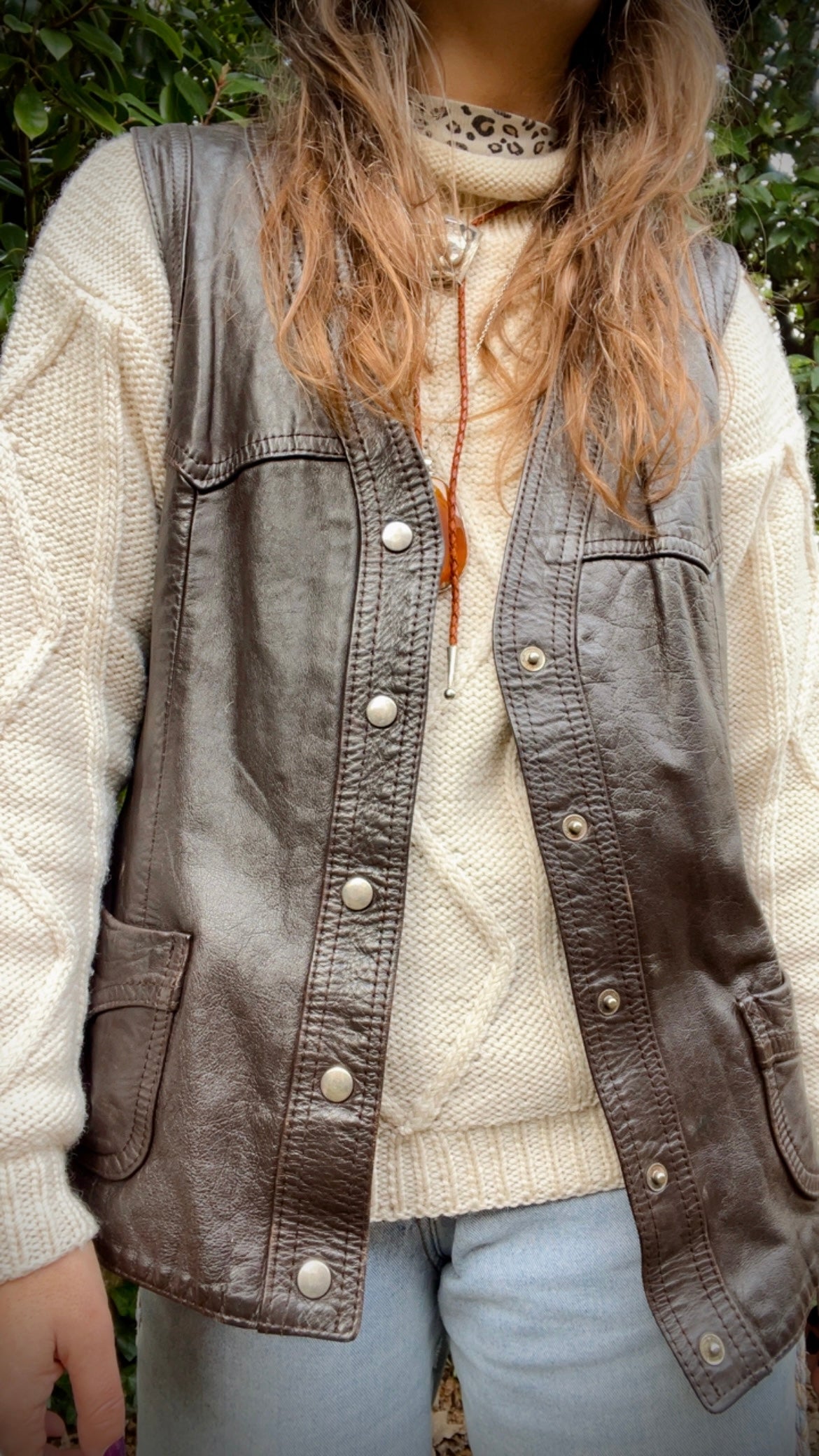 70s Leather Waistcoat