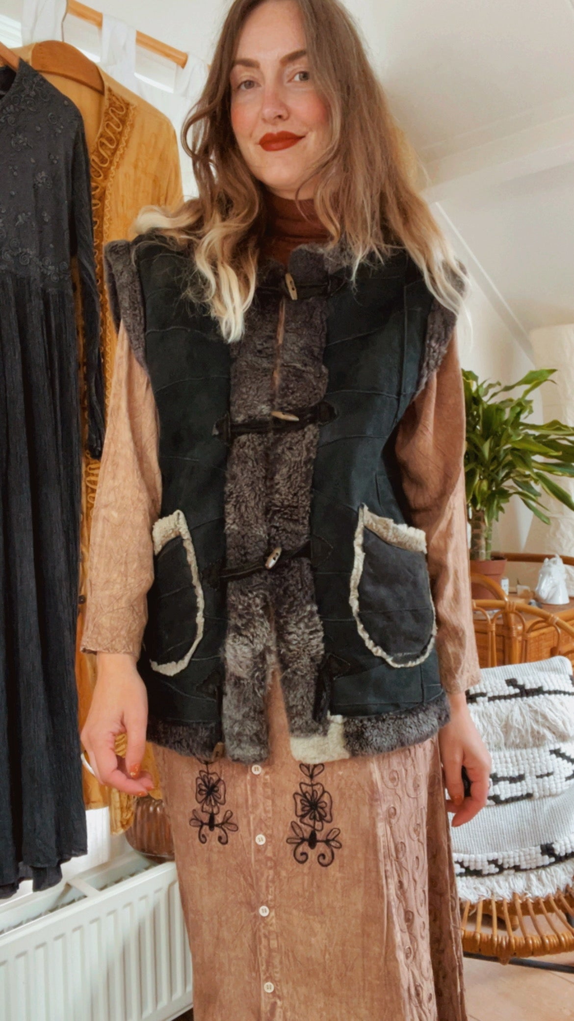 Patchwork Shearling Waistcoat