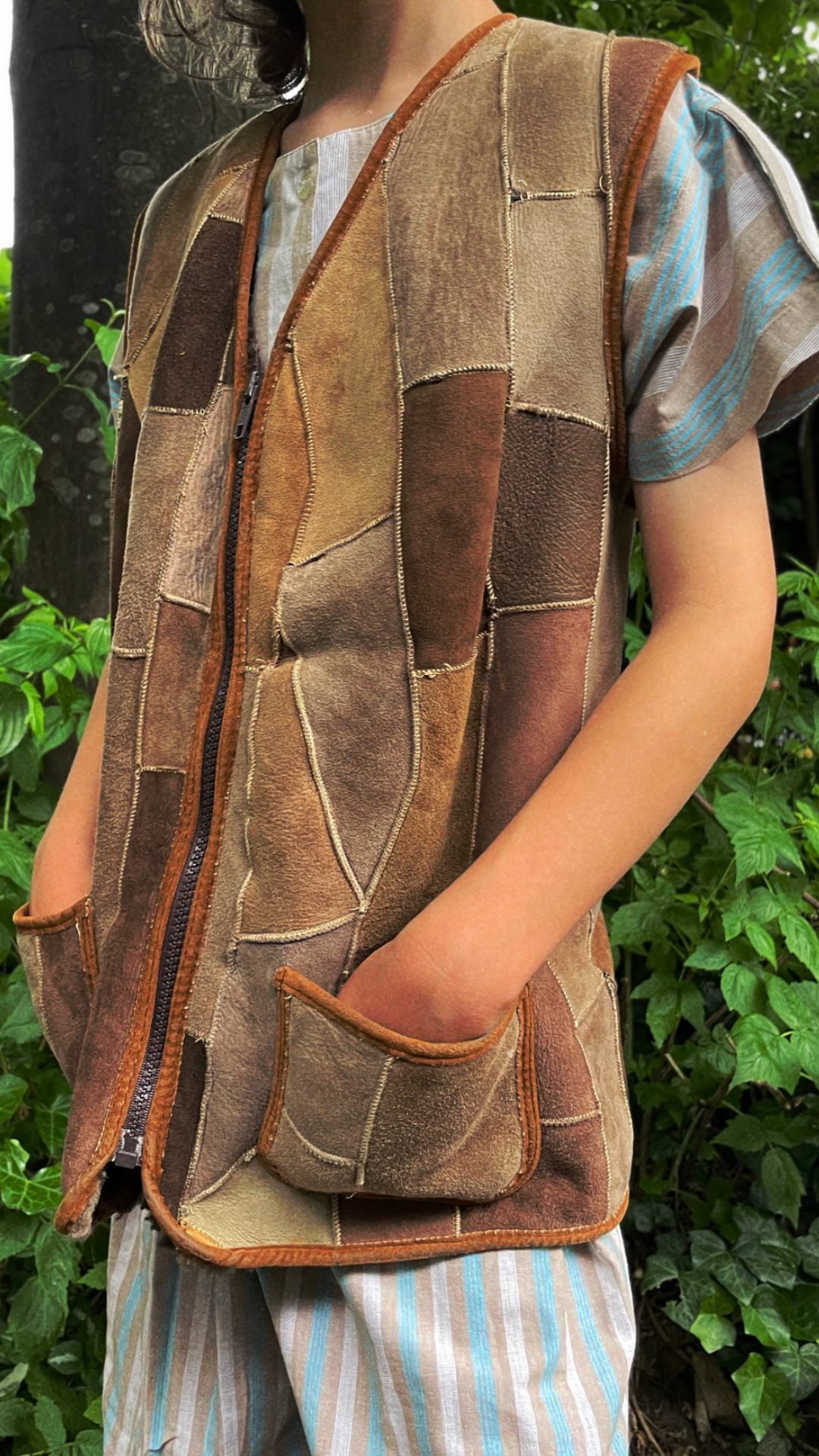 Patchwork Shearling Waistcoat