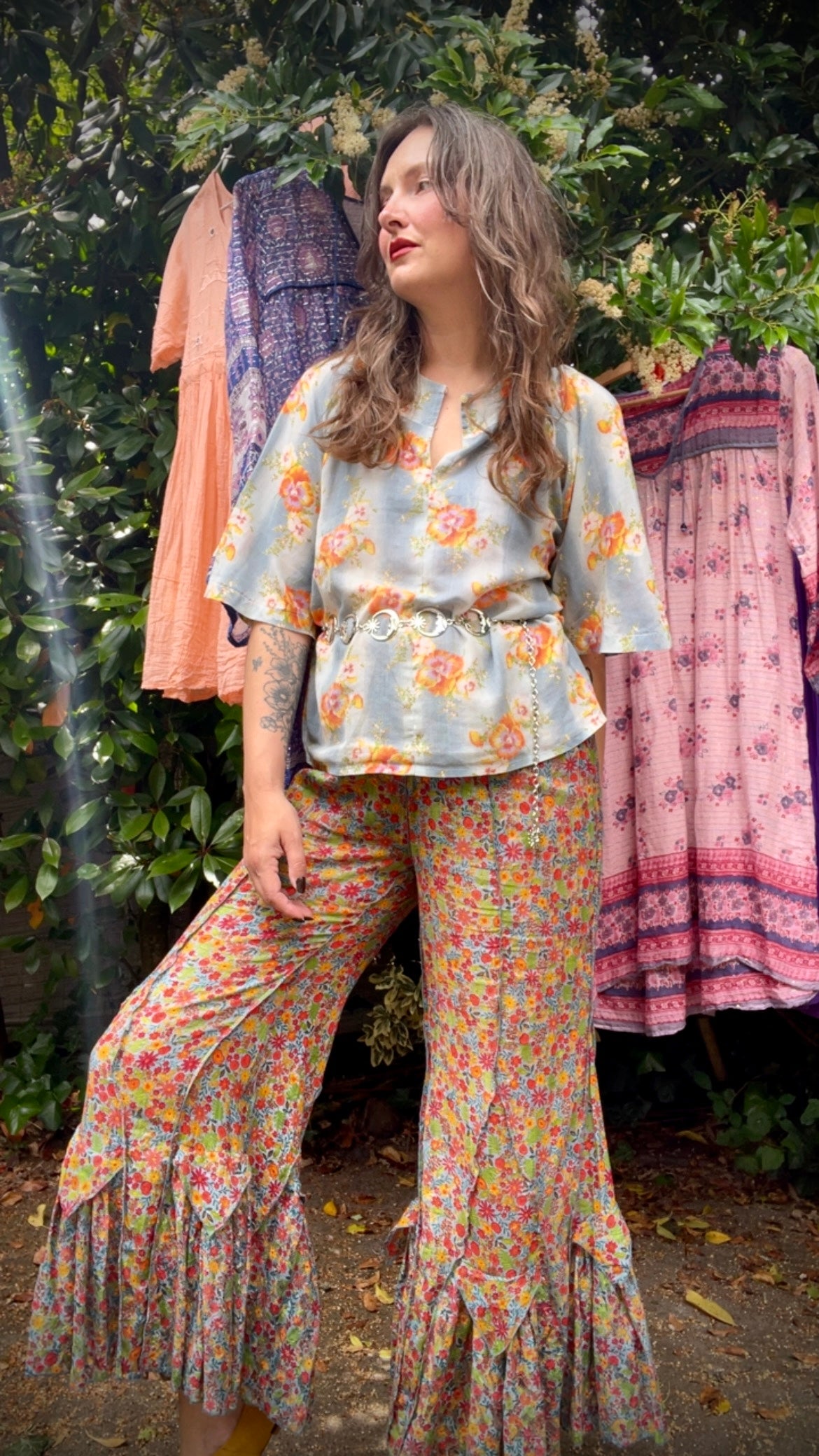 Floral Flared Trousers