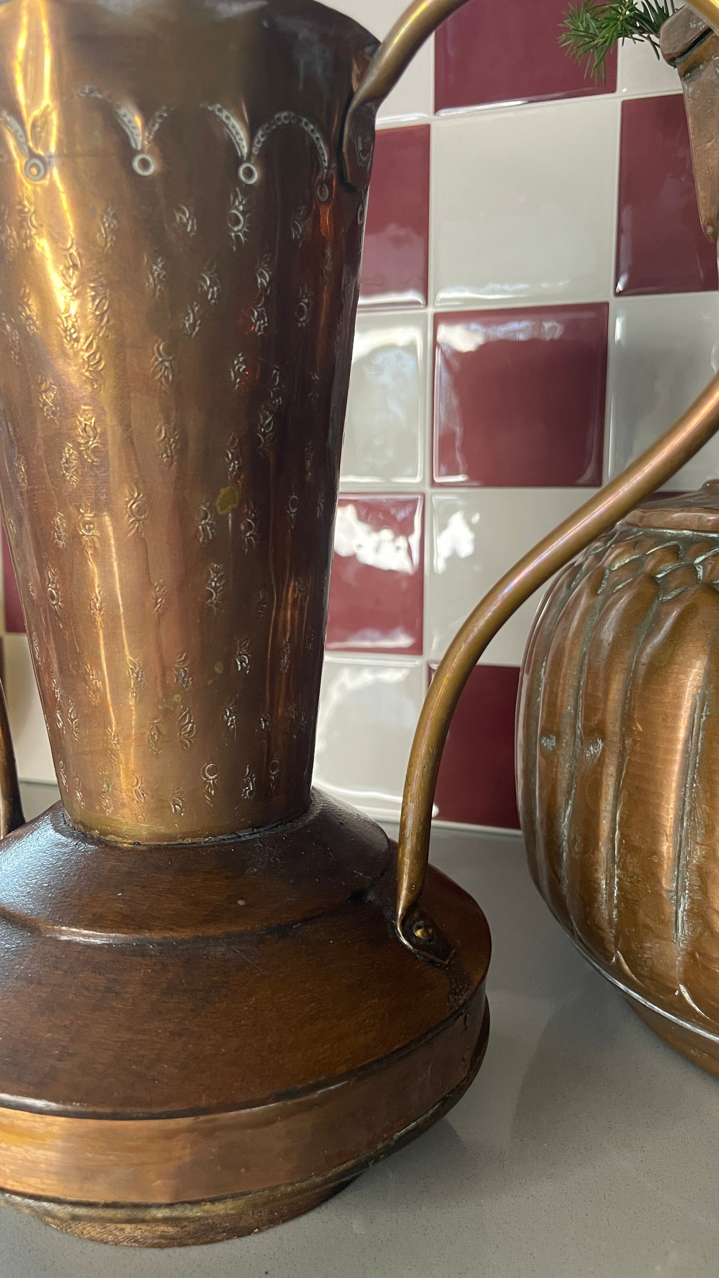Copper Etched Vases