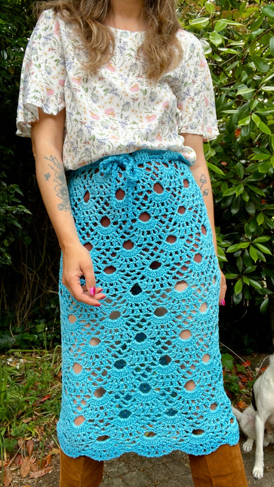 Turquoise Crochet Skirt
