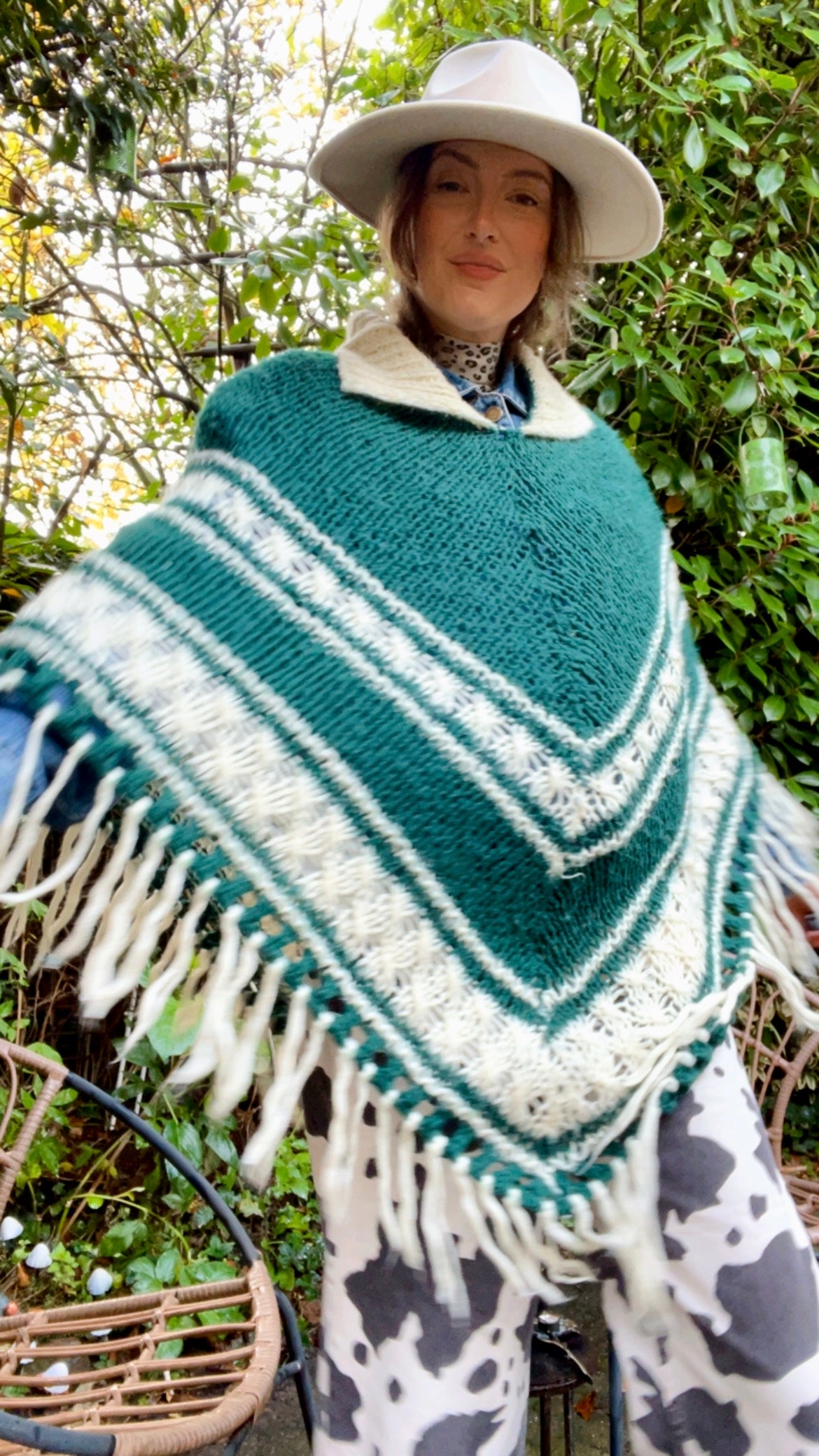 70s Poncho – Indigo and Roses