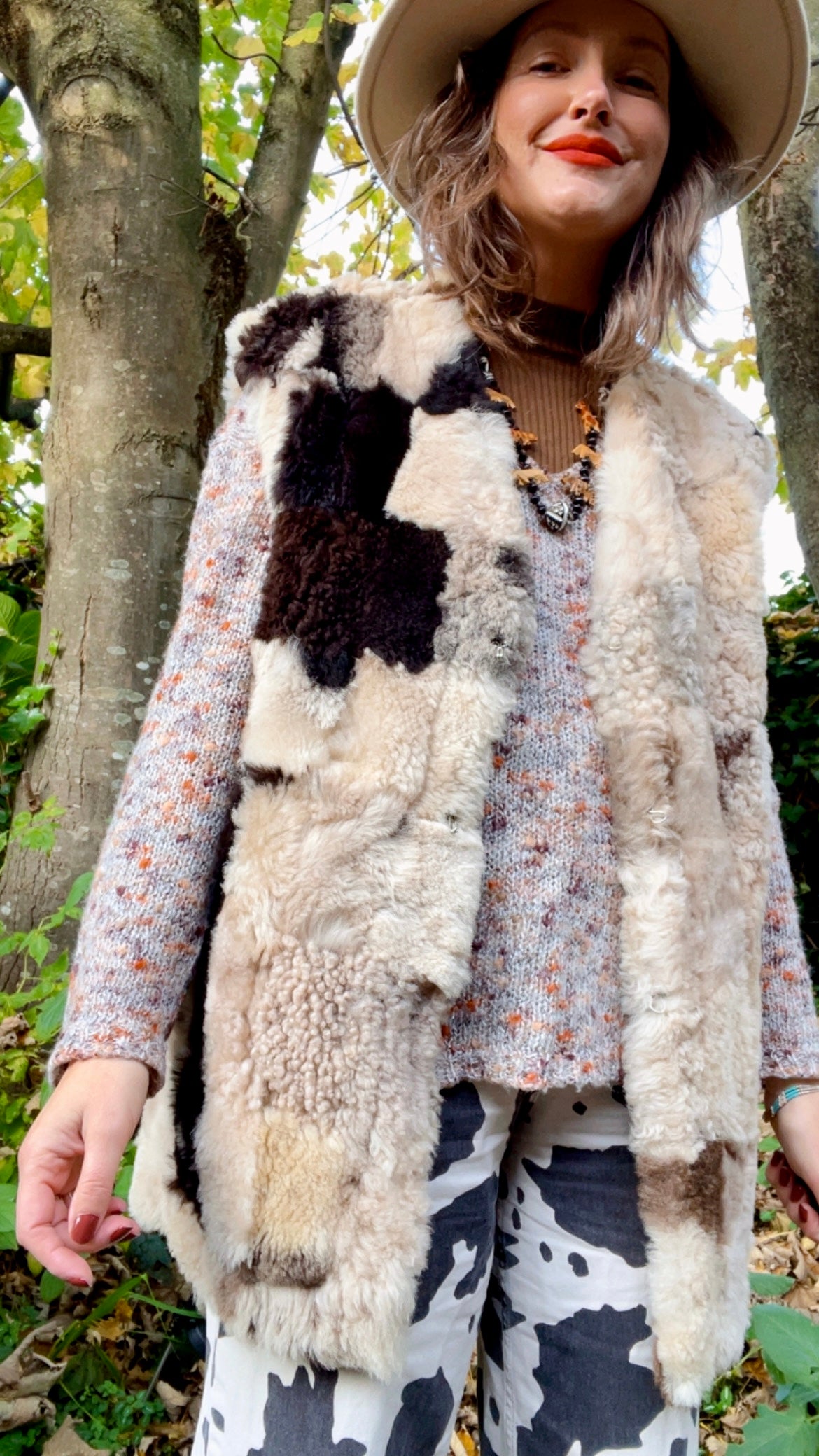 Shearling Patchwork Waistcoat