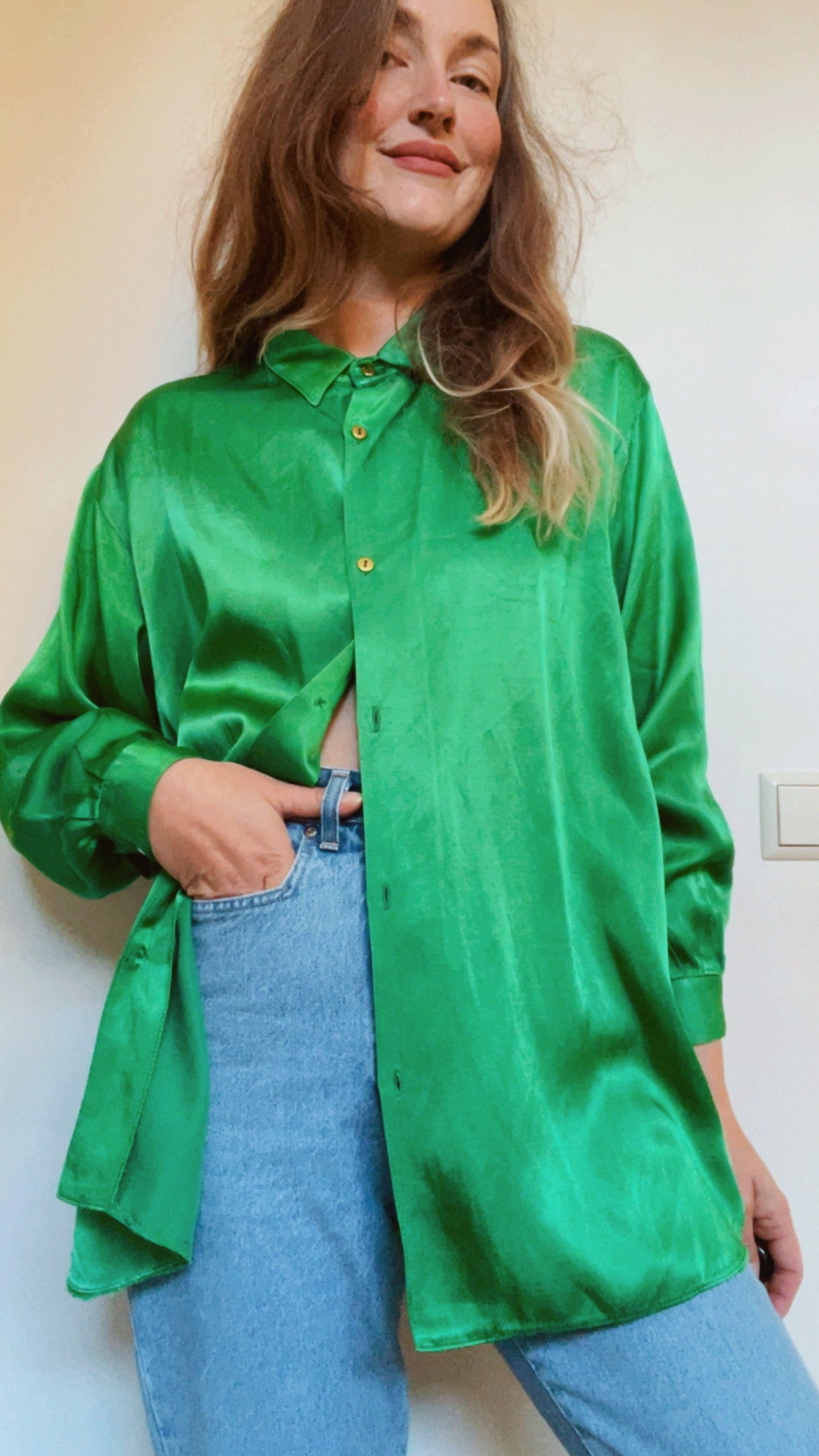 Emerald Satin Top