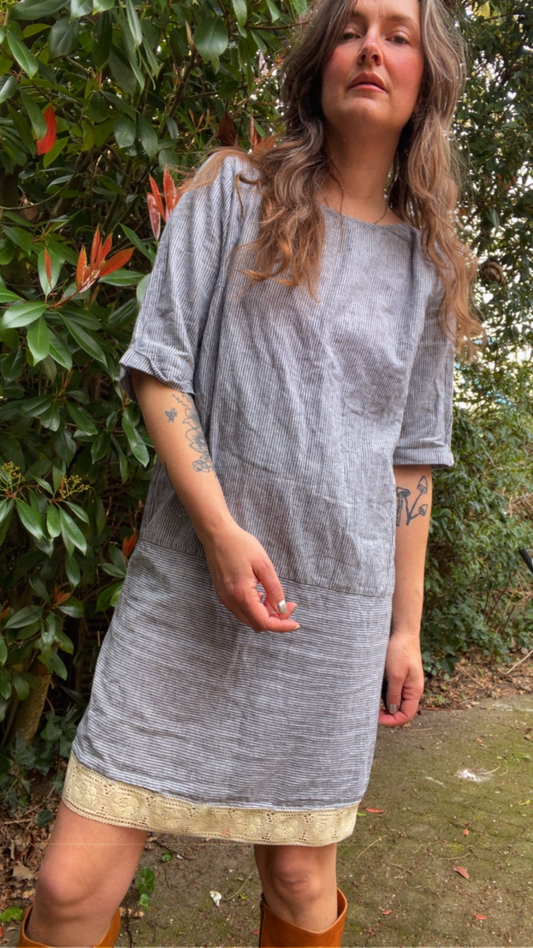 Reworked • Stripe & Lace Tunic