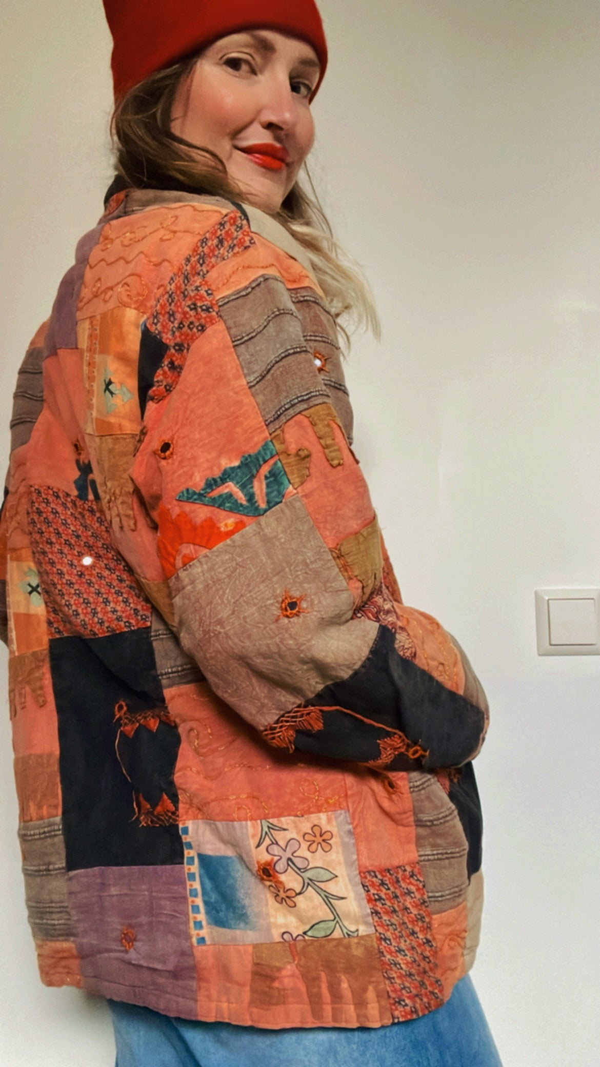 Kantha Jacket Peach