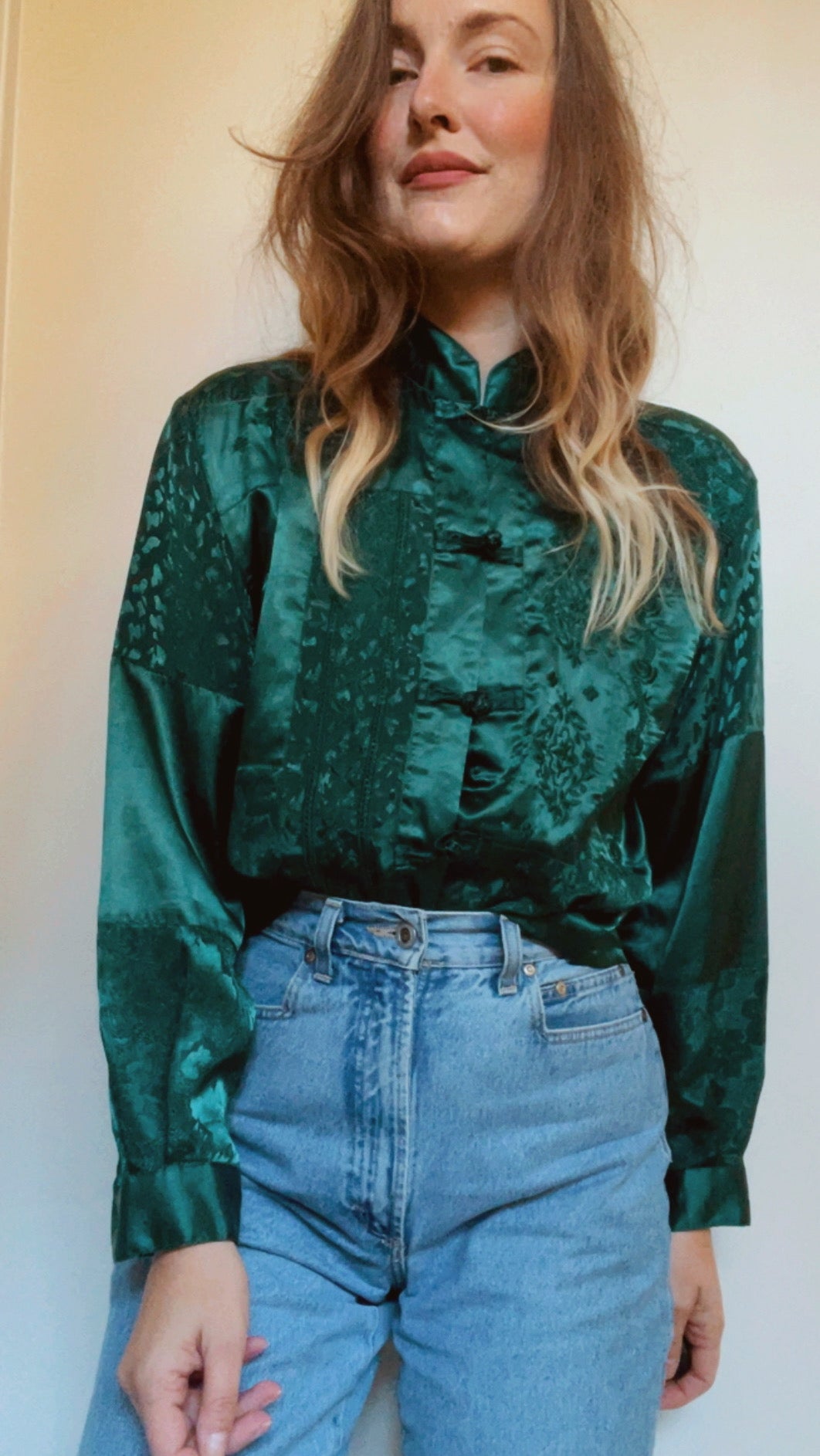 Blue Emerald Satin Top