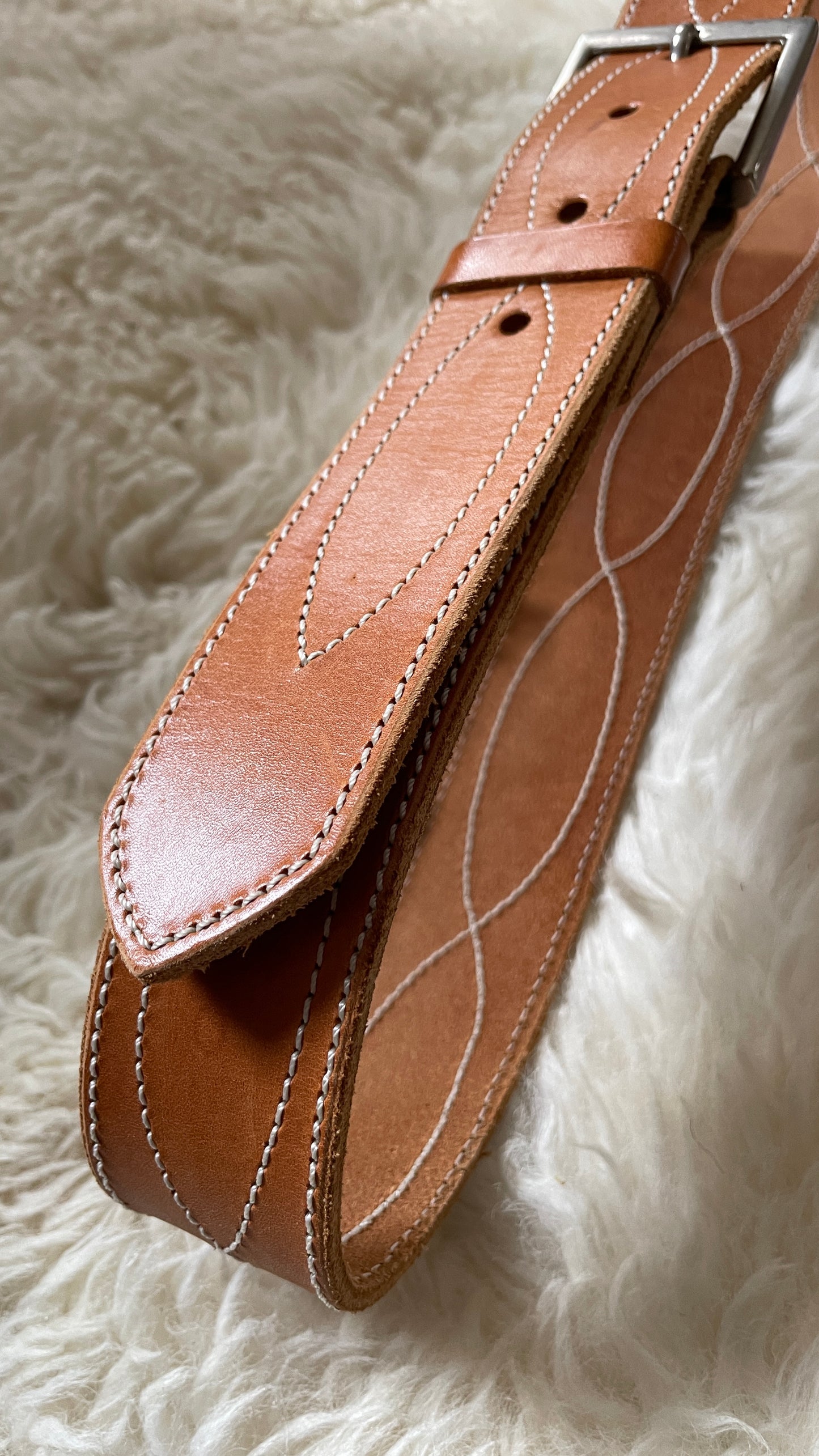 Leather stitched belt