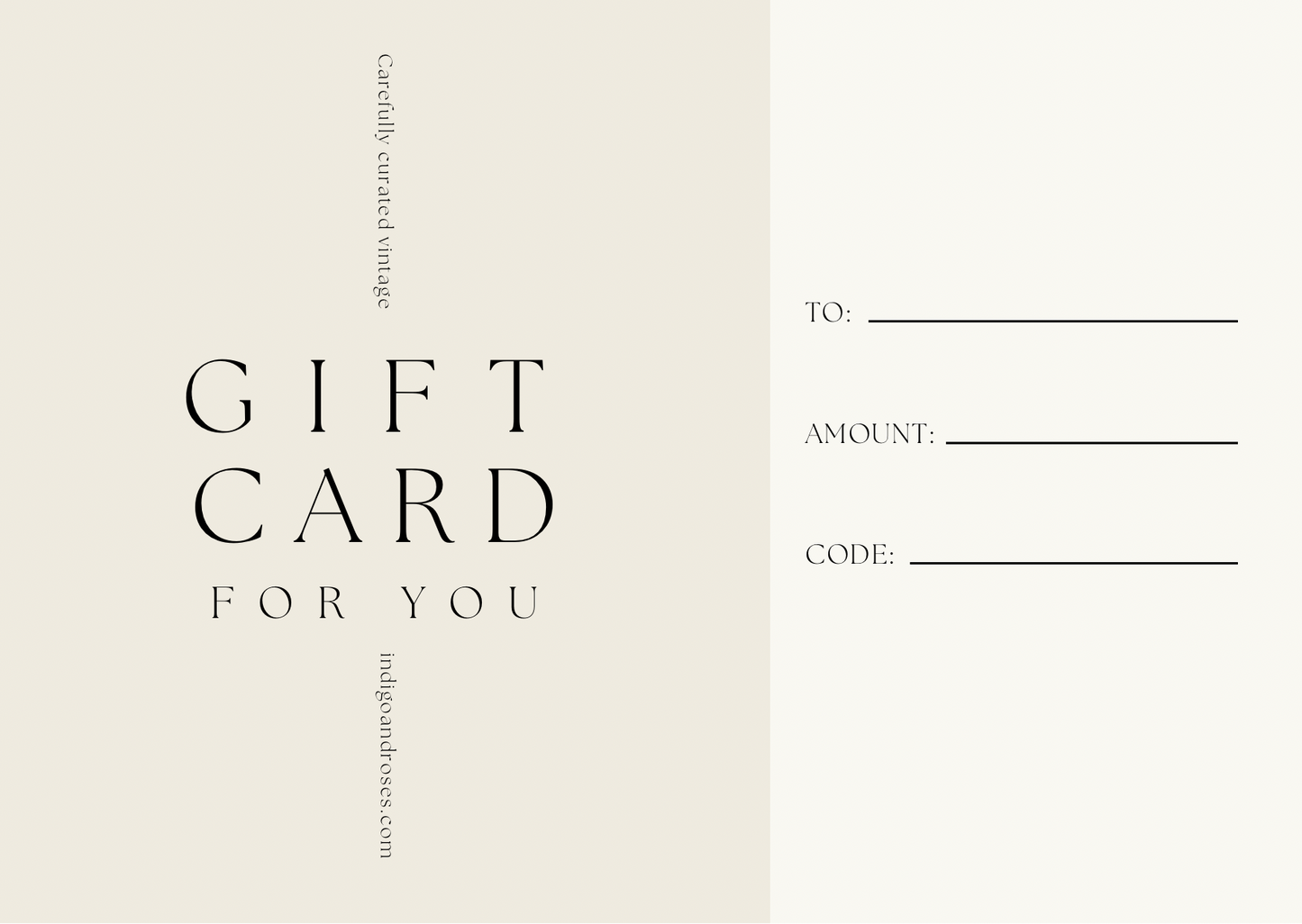 Indigo and Roses Giftcard