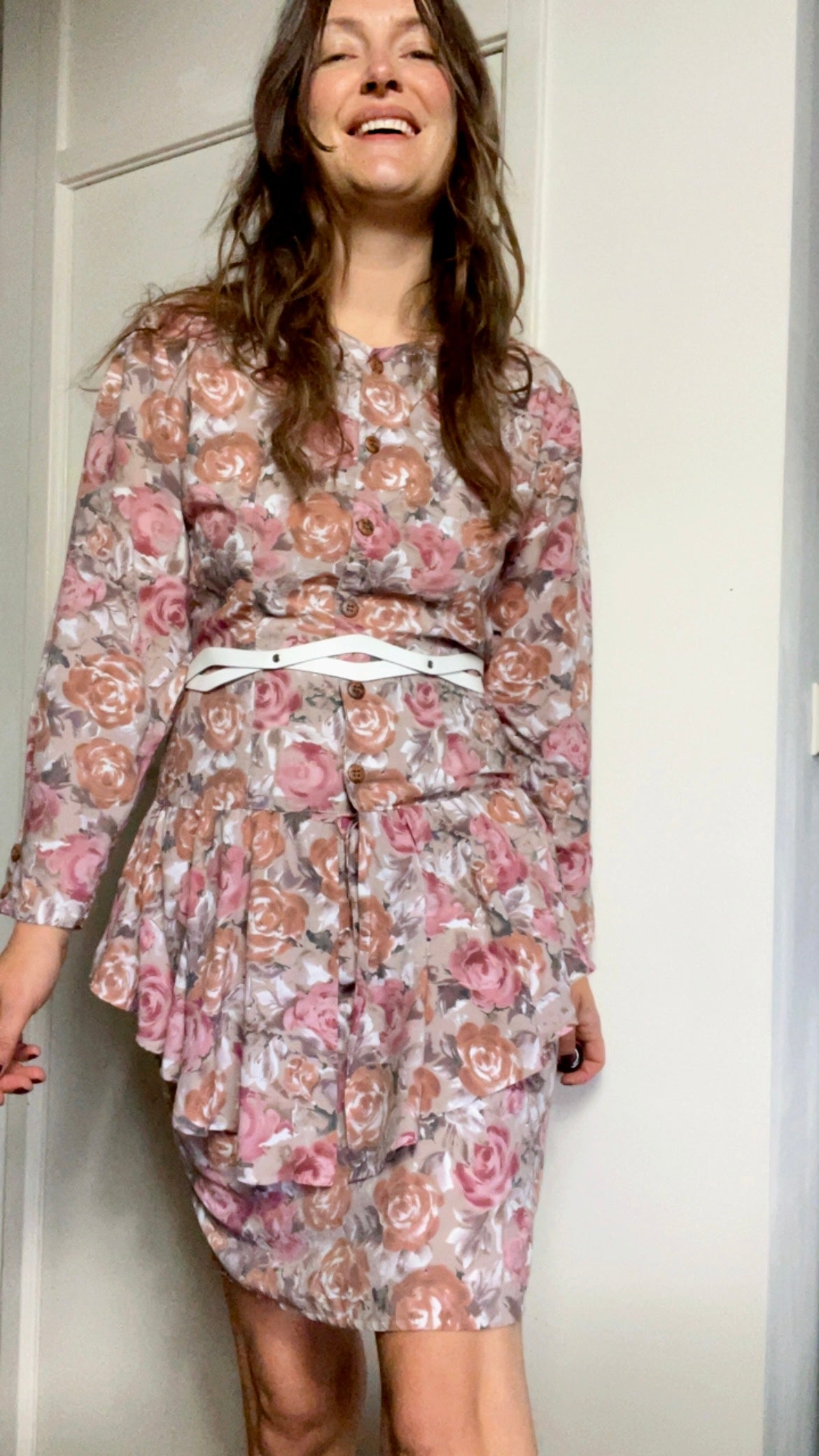 90s Peplum Roses Dress