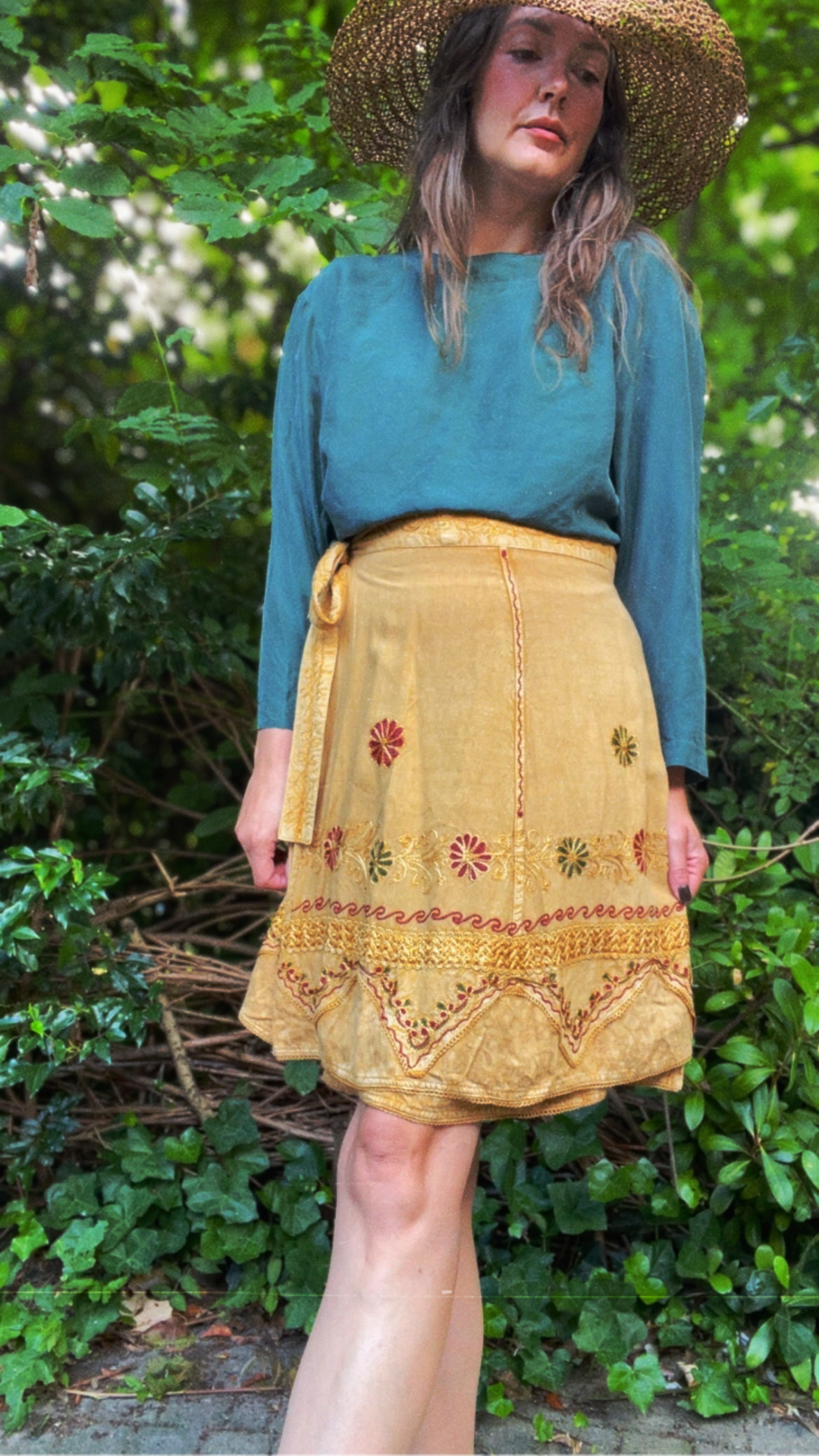 Embroidered Wrap Skirt
