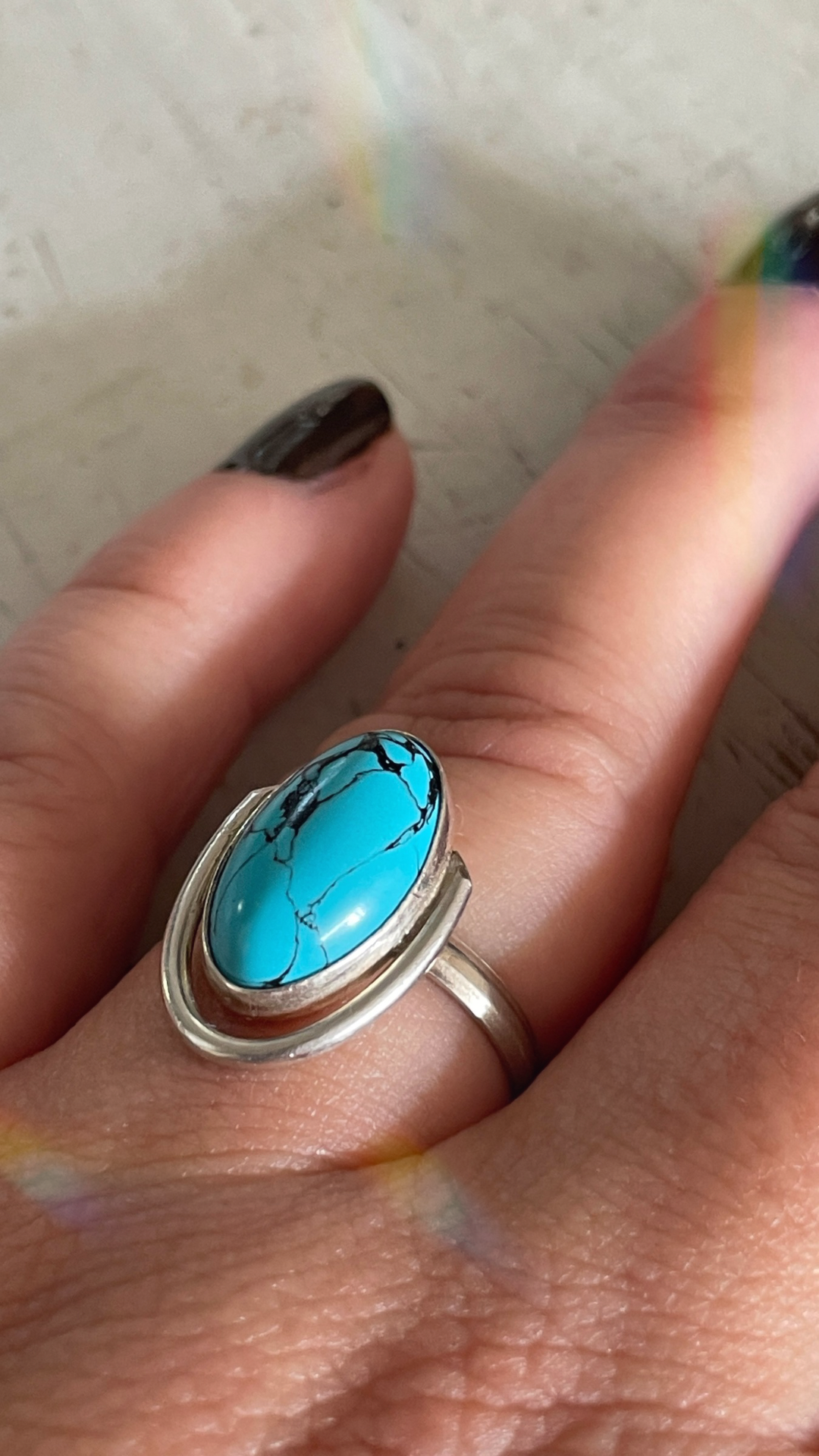 Turquoise Oval Silver Ring