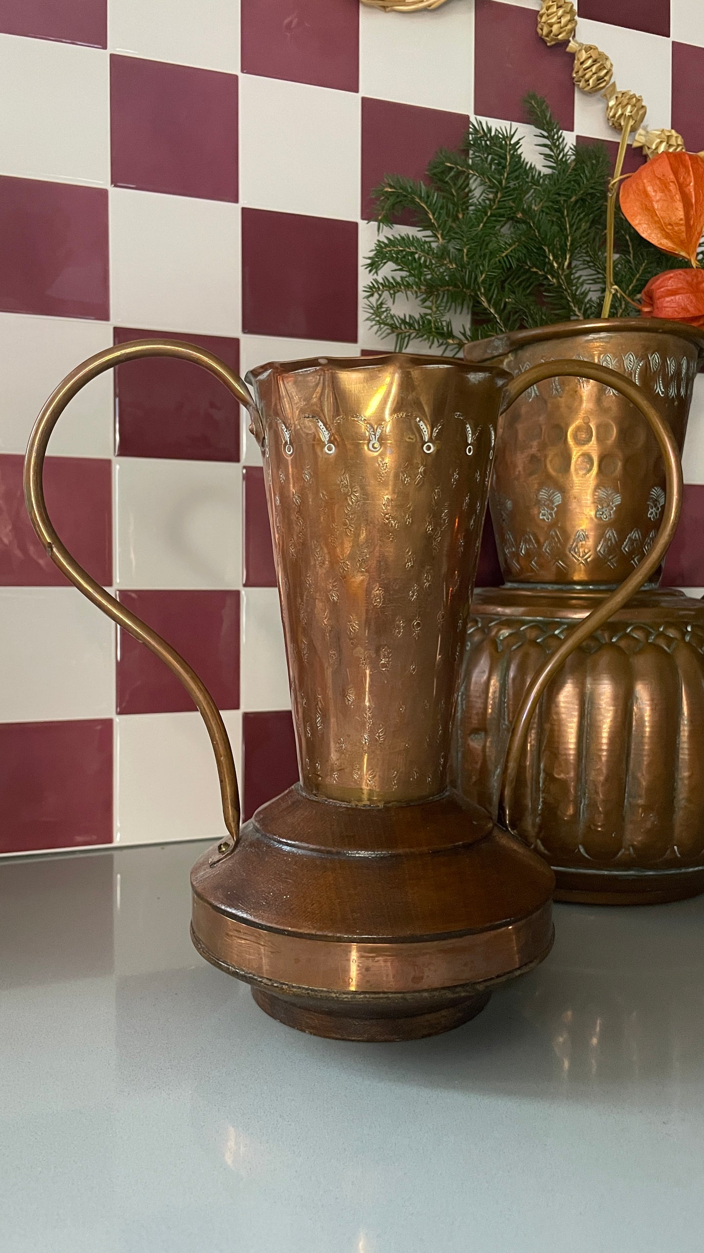 Copper Etched Vases