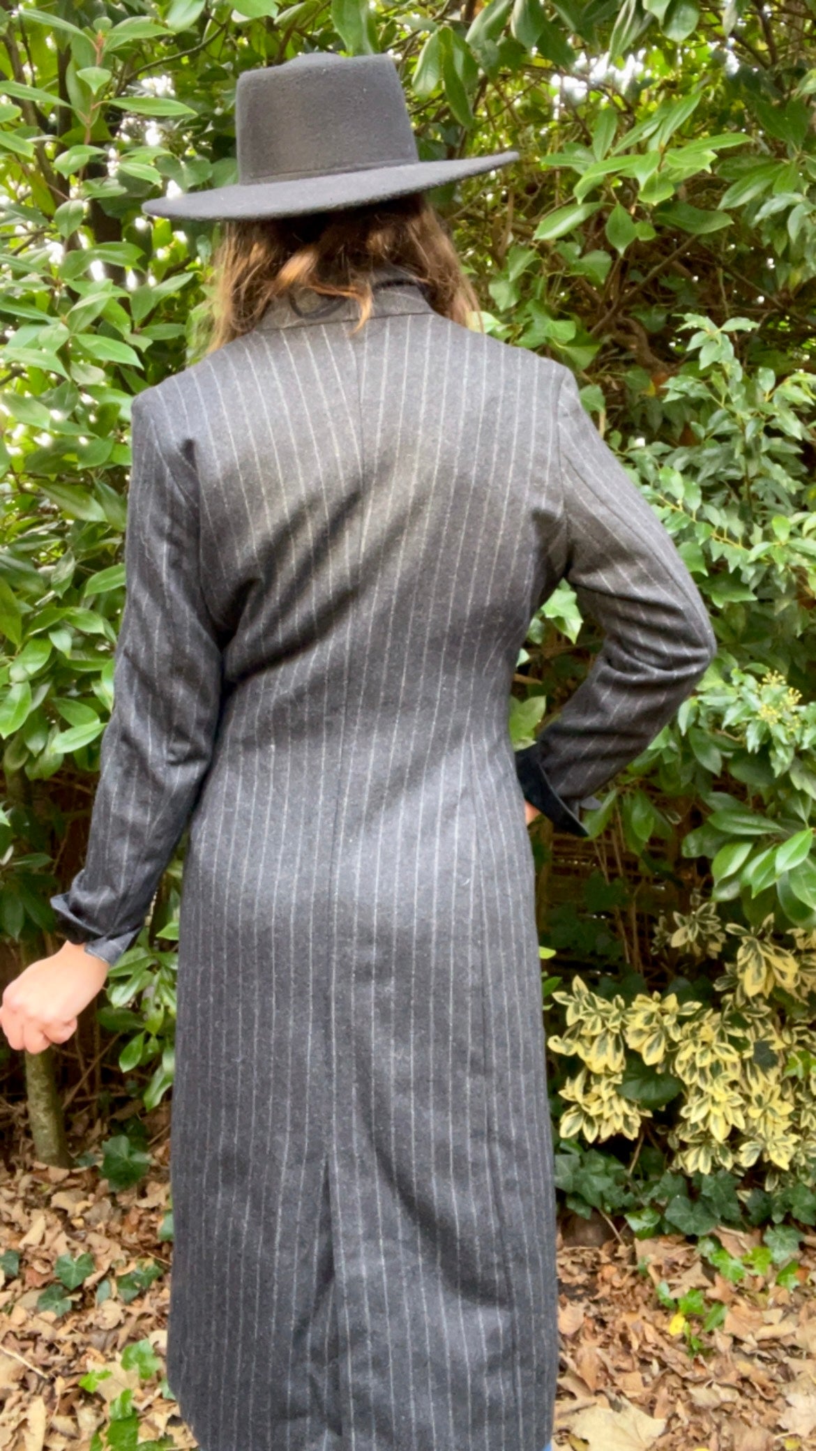 Wool Pin-stripe Maxi Coat