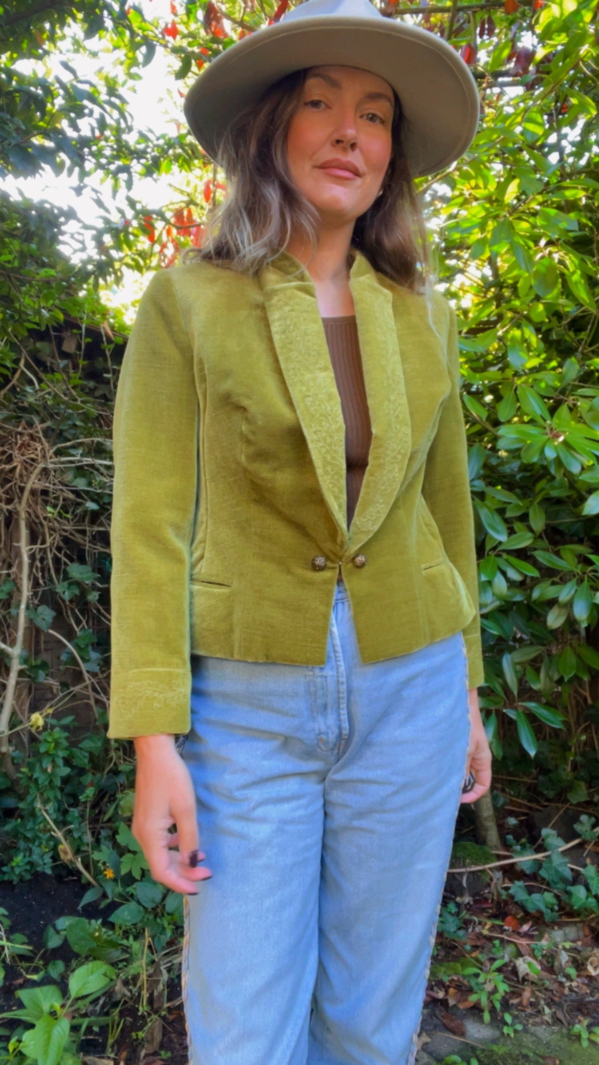 Olive Velvet Blazer