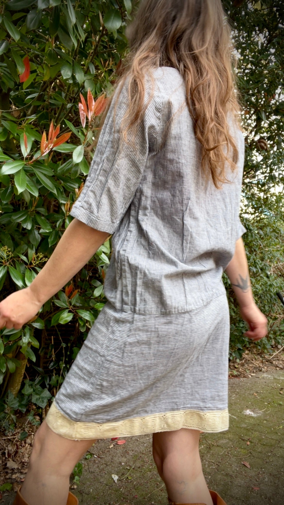 Reworked • Stripe & Lace Tunic