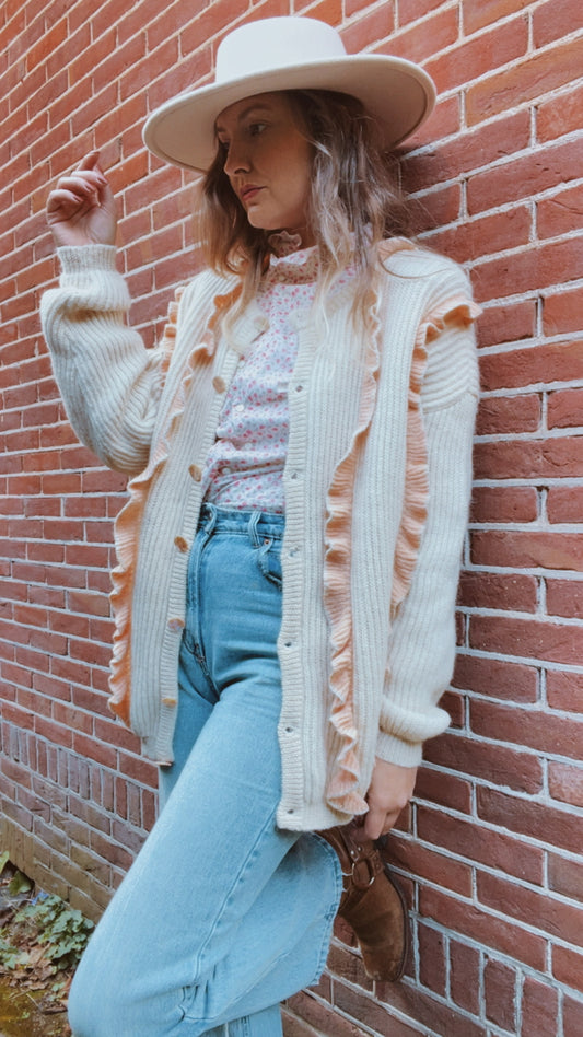 Ruffle Wool Cardigan