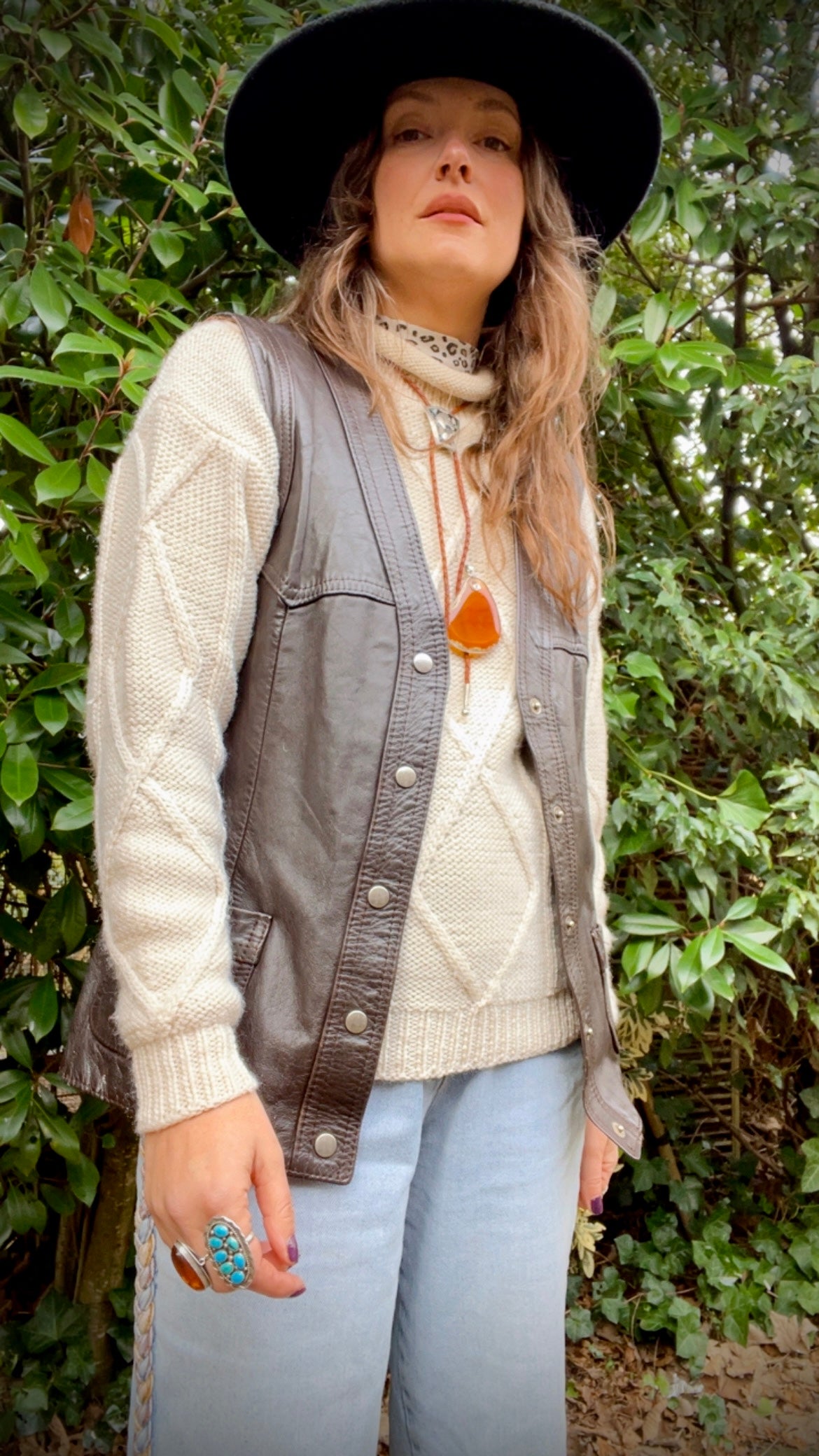 70s Leather Waistcoat