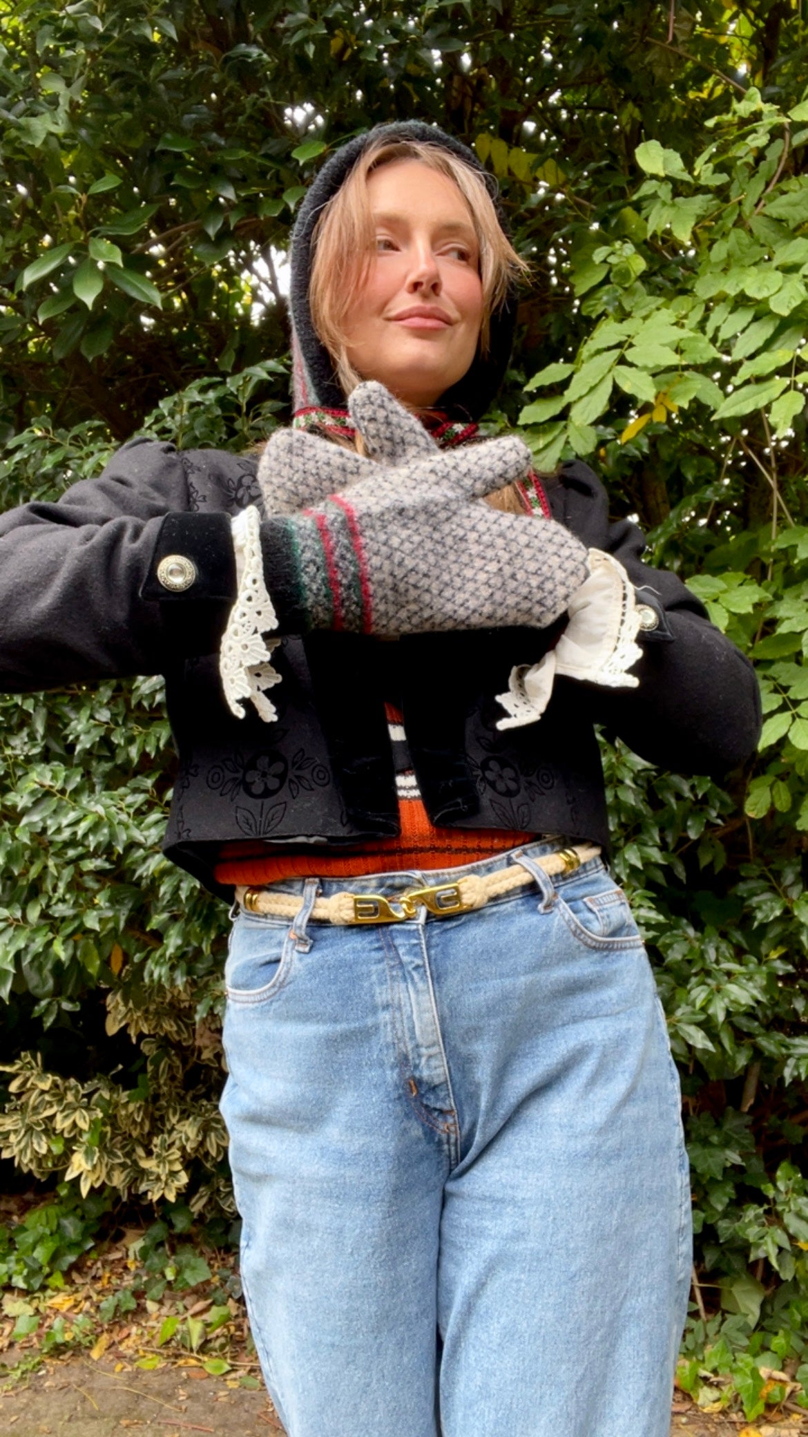 Reworked Bonnet & Mittens Set