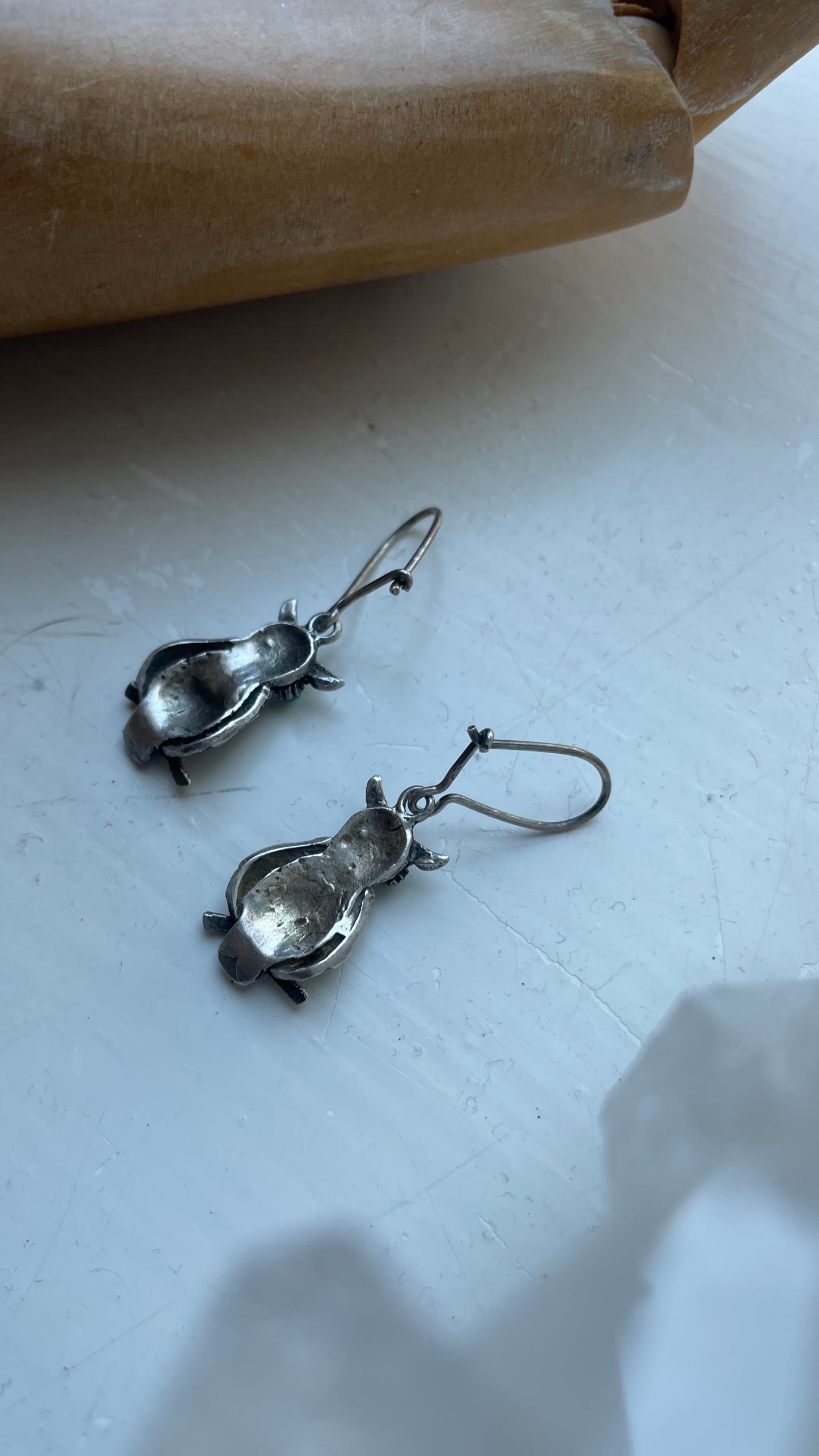 Silver & Turquoise Owl Earrings