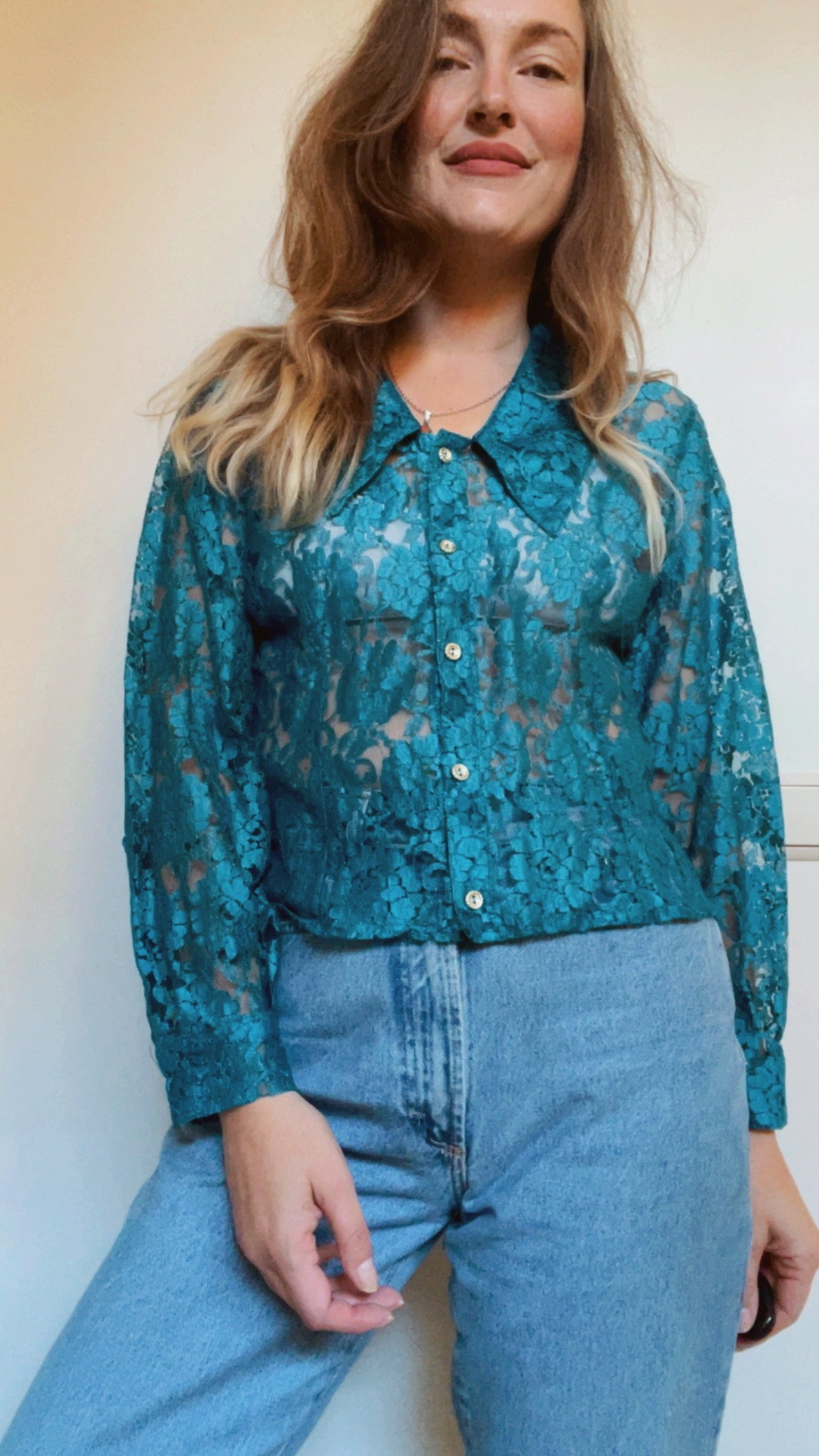 Turquoise Lace Top