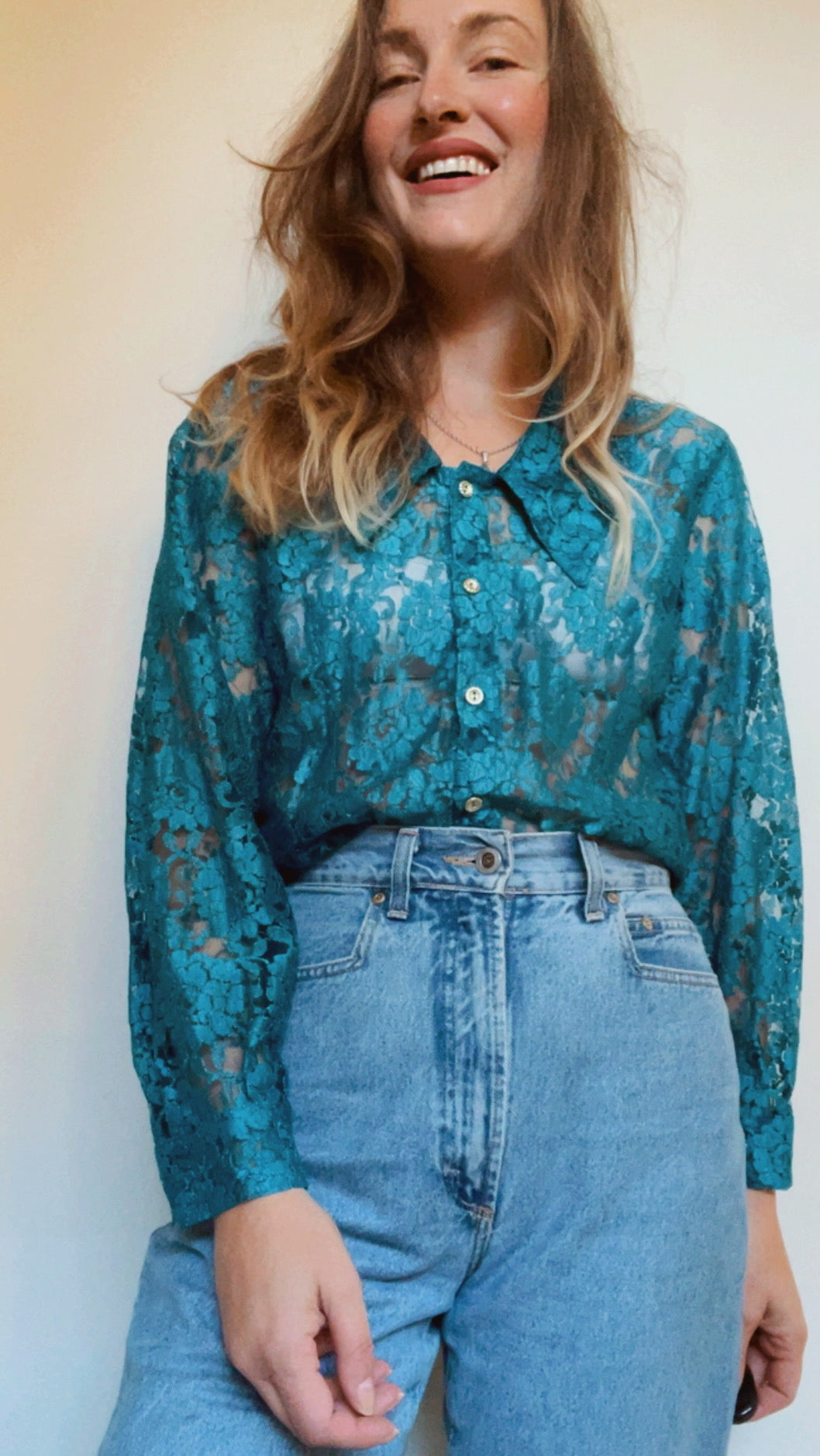 Turquoise Lace Top