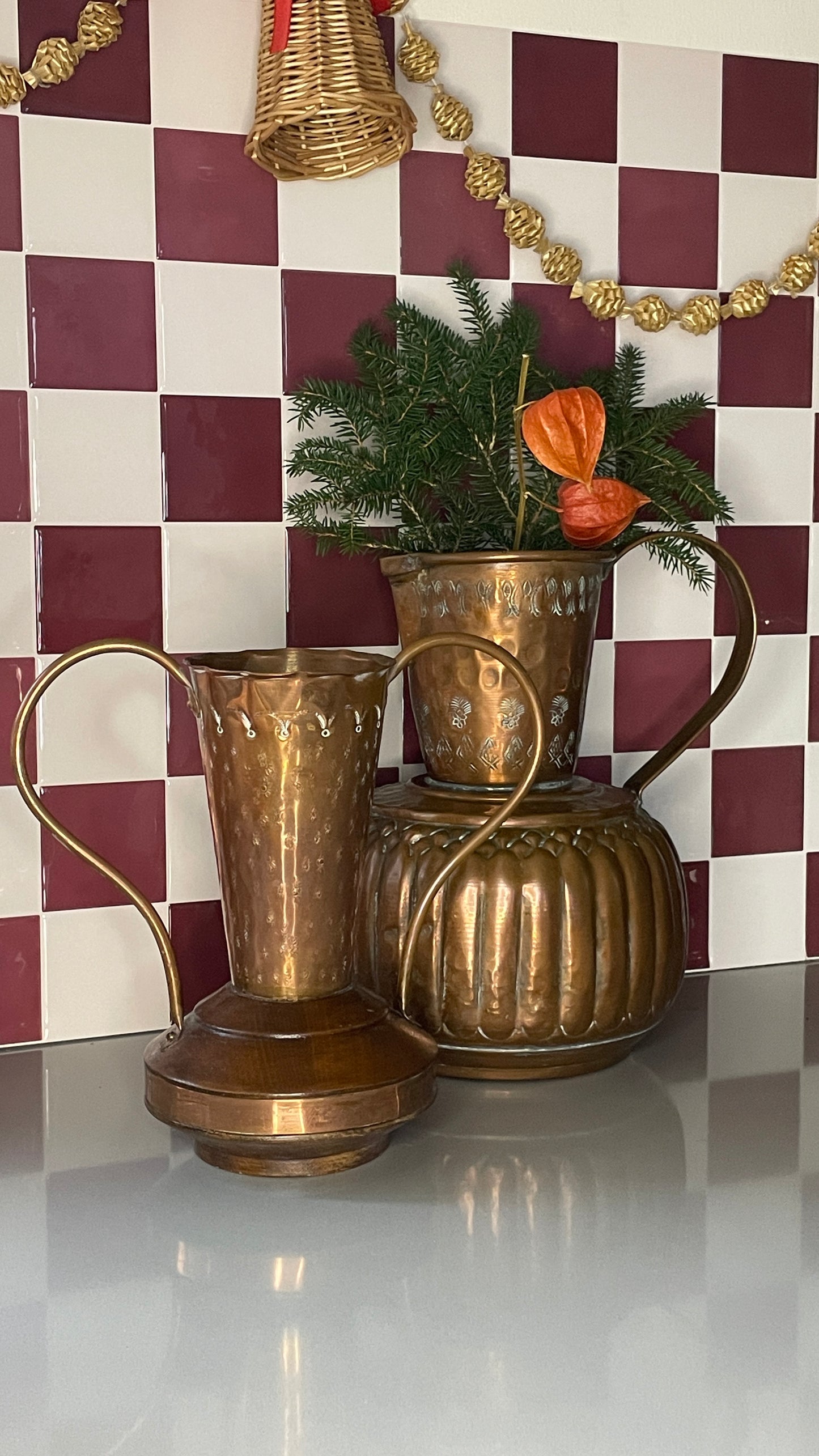 Copper Etched Vases