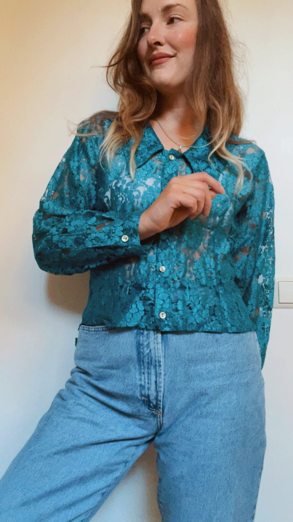 Turquoise Lace Top