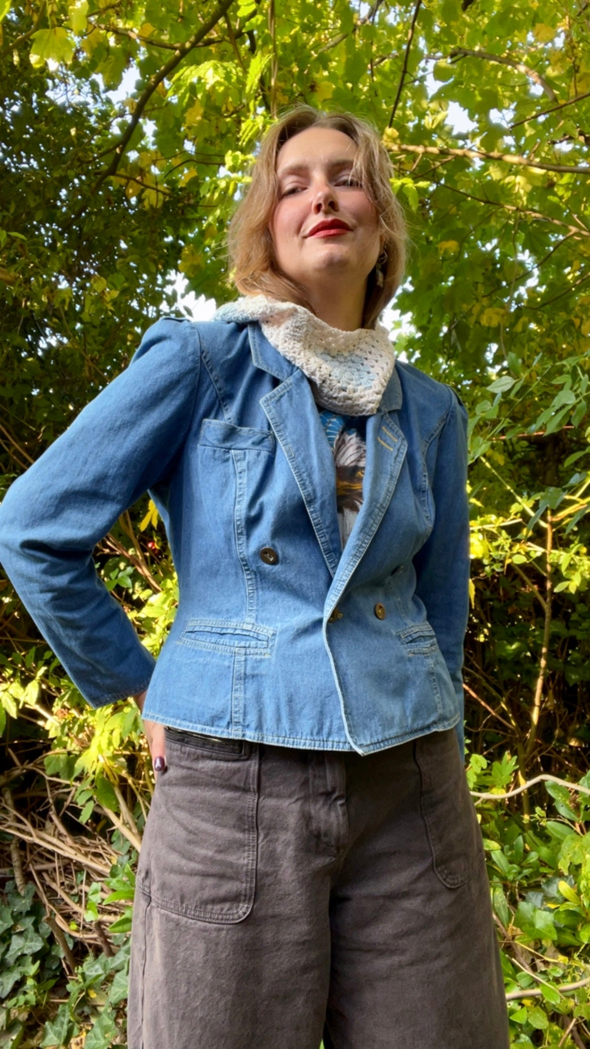 Denim Peplum Blazer
