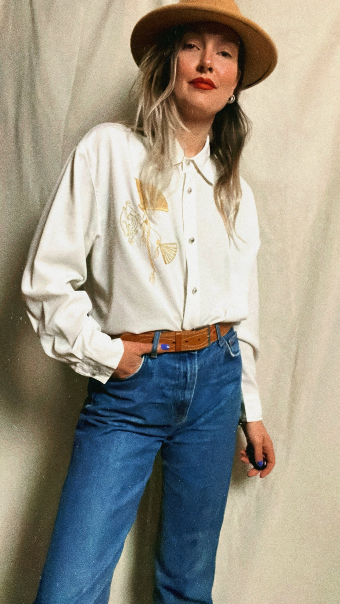 80s golden fan top