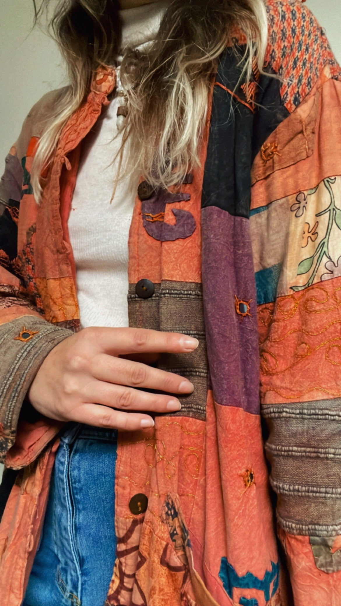 Kantha Jacket Peach