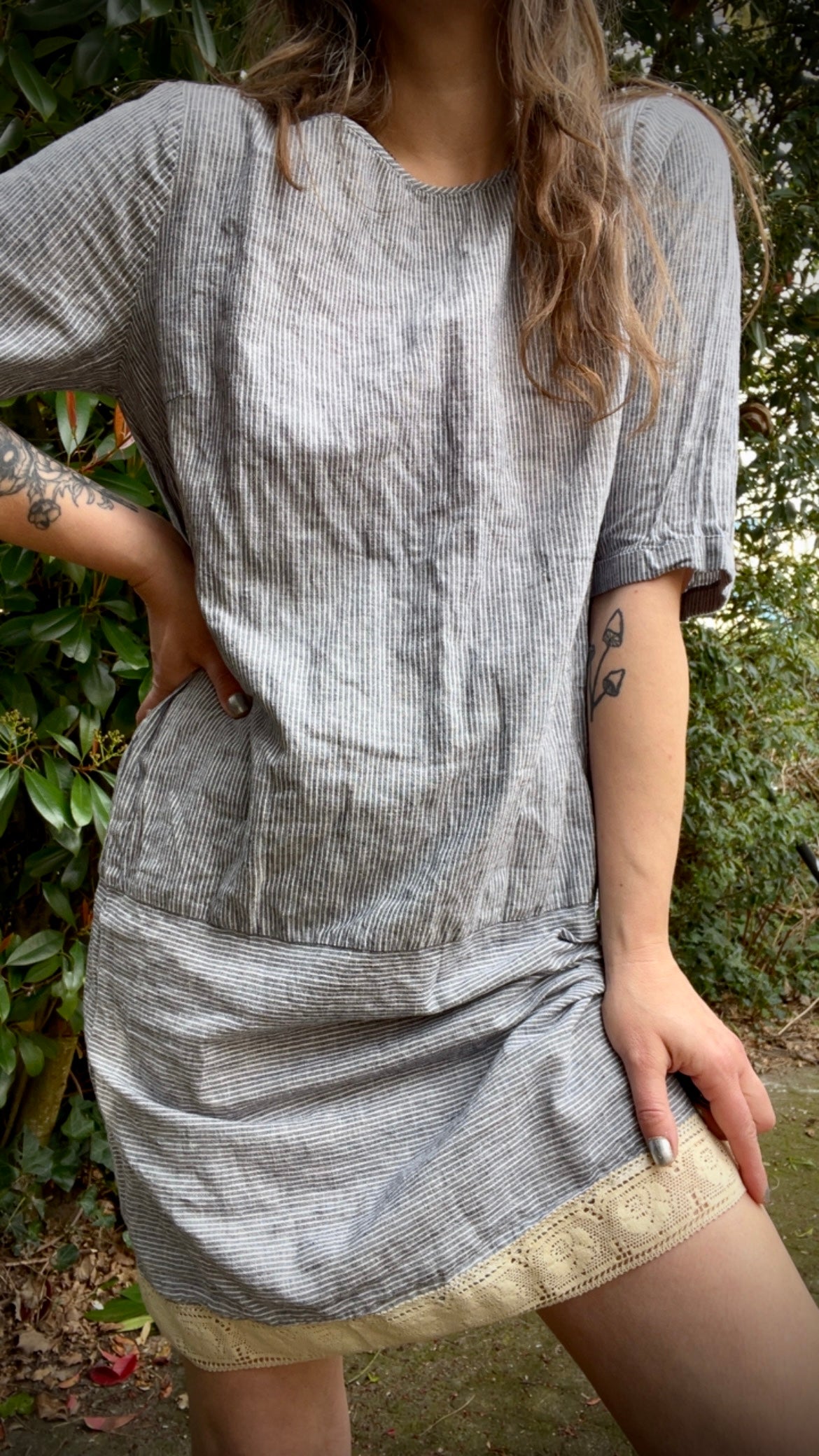 Reworked • Stripe & Lace Tunic