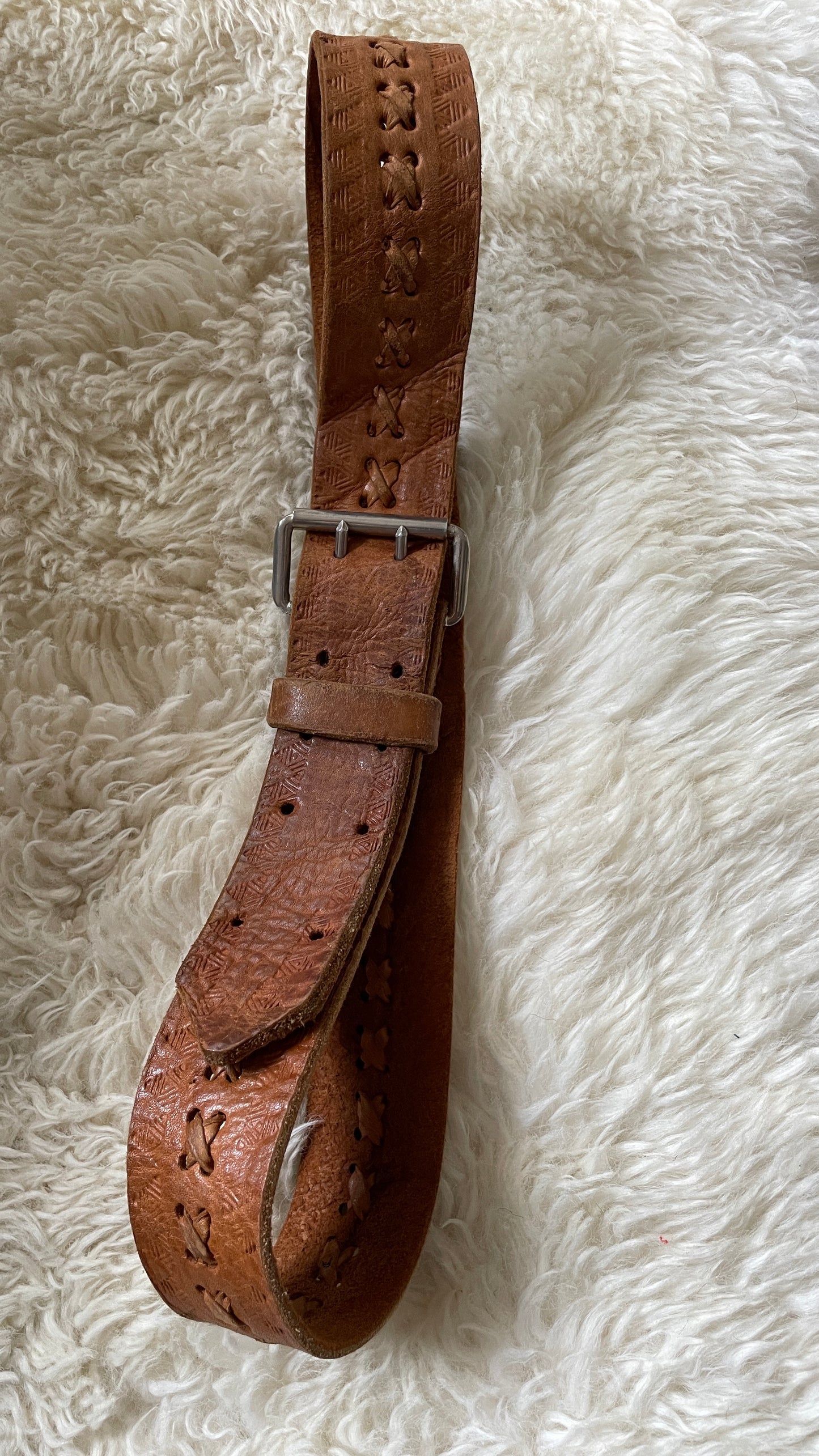 Tooled leather belt