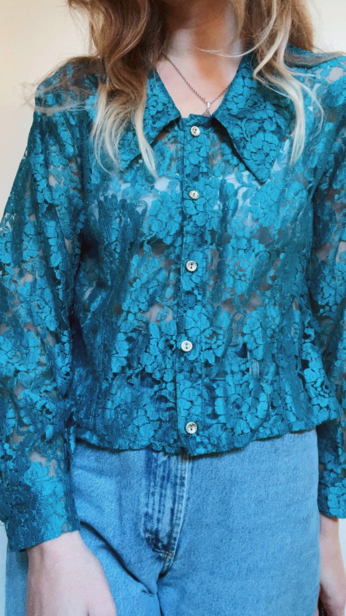 Turquoise Lace Top