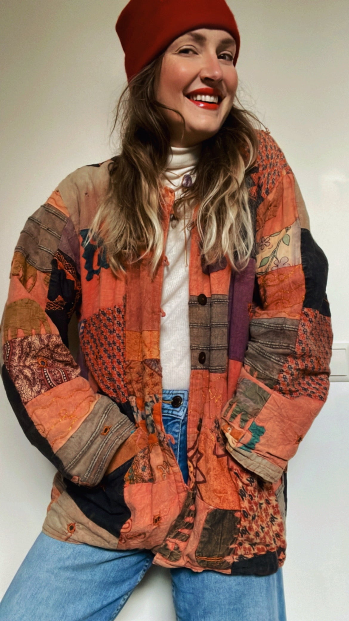 Kantha Jacket Peach