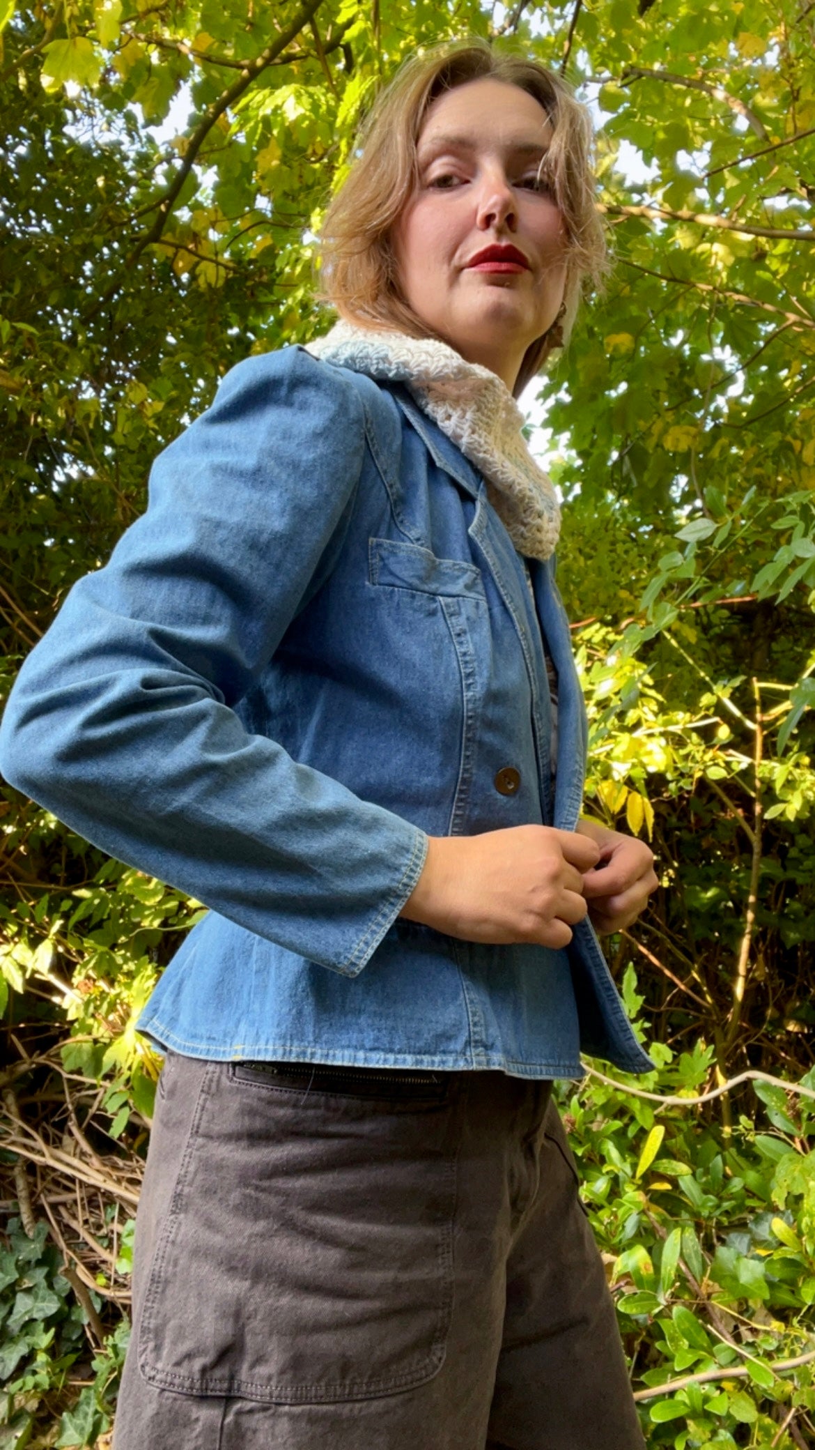 Denim Peplum Blazer